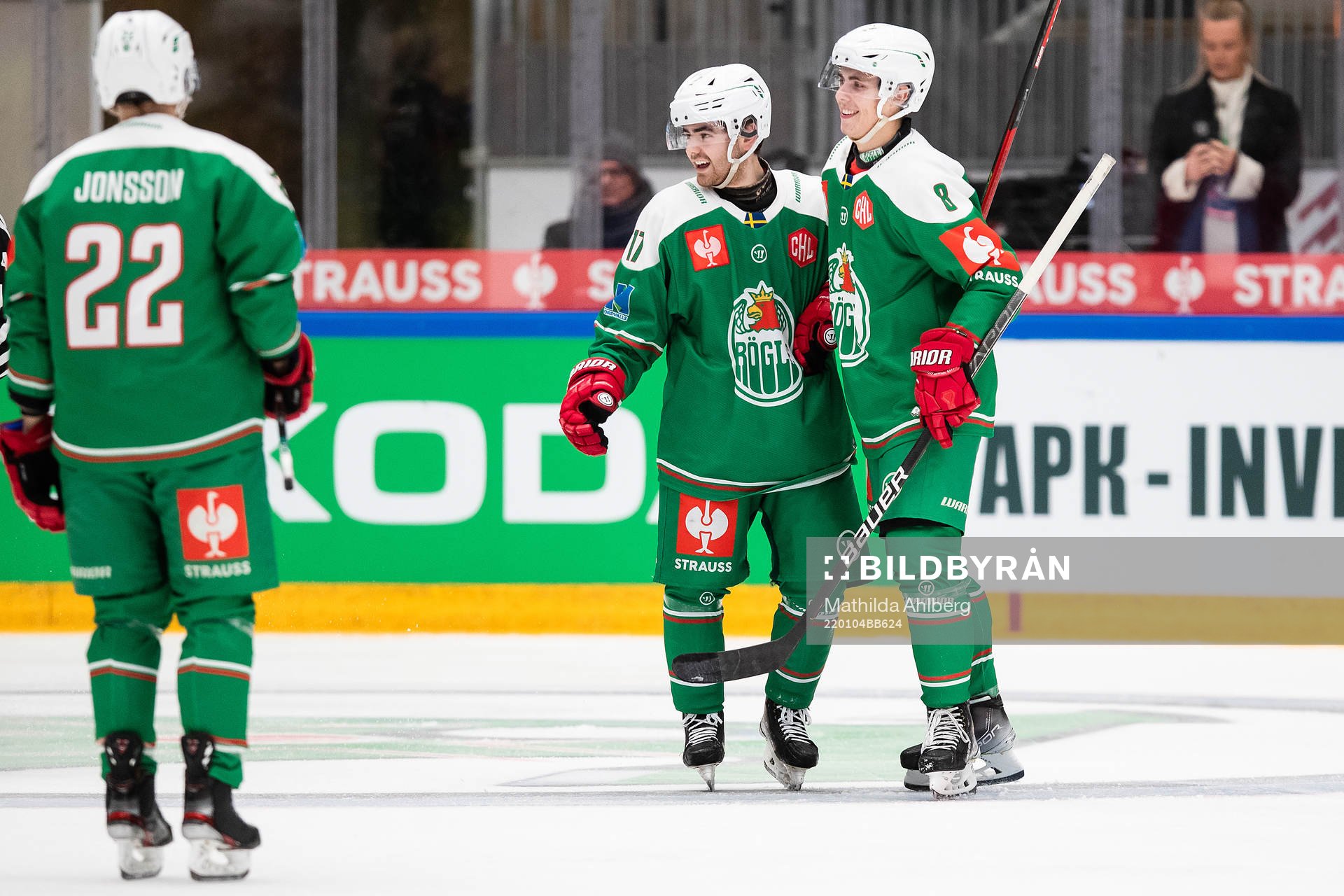 Philip Granath and Samuel Johannesson of Rögle celebrate