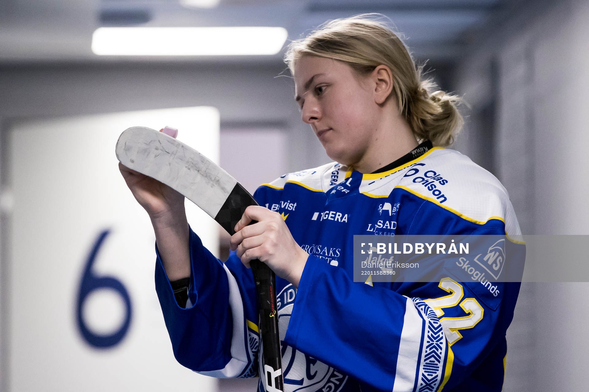 Leksands Agnez Svensson innan ishockeymatchen i SDHL mellan