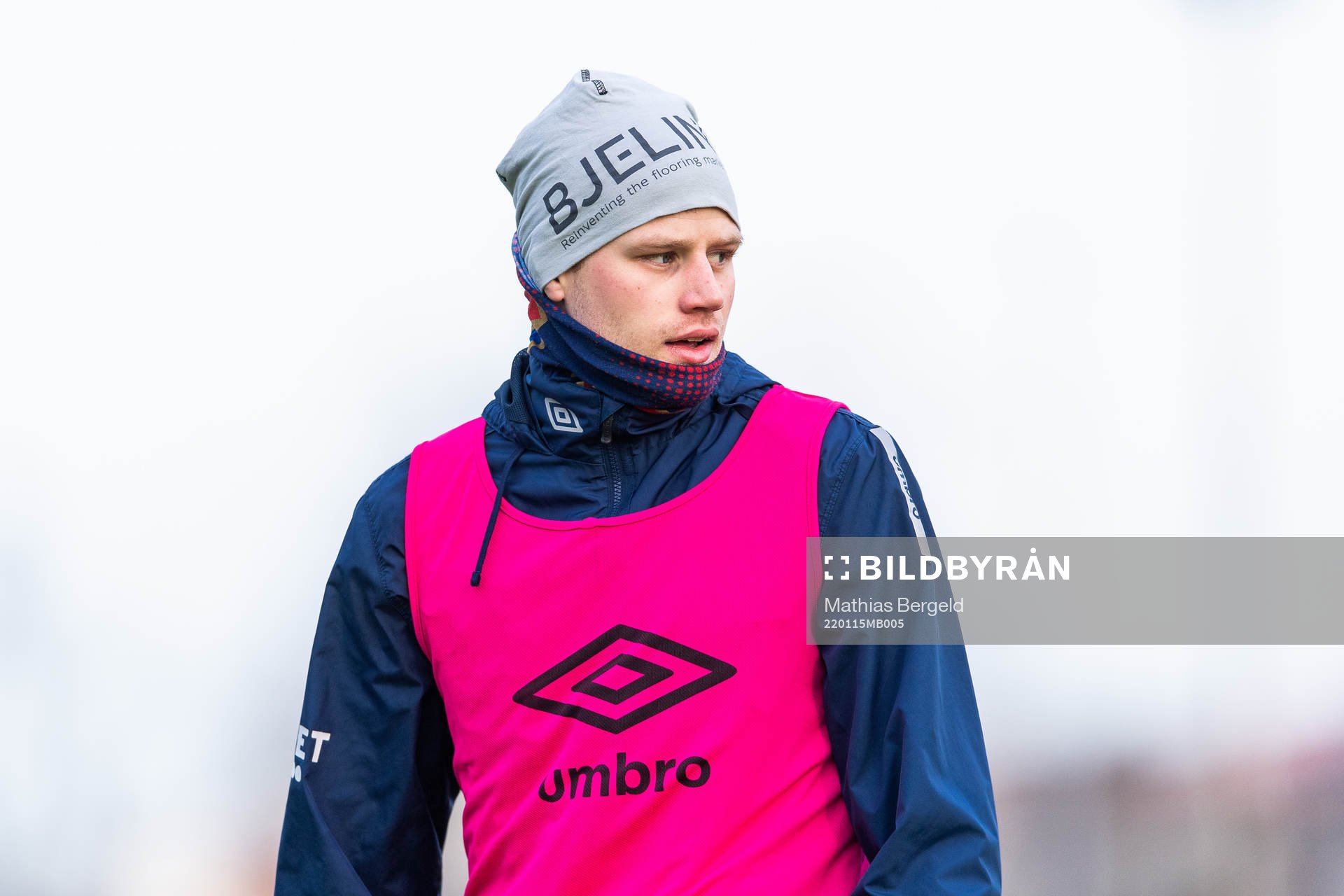 Elias Gustafson under en träning med Örgryte den 15 januari 2022 i Göteborg. 