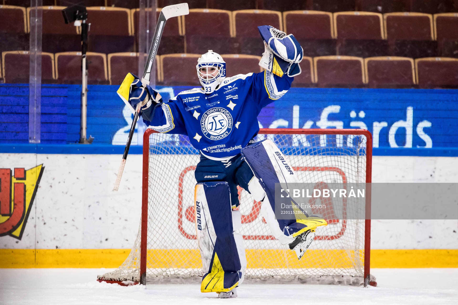 Leksands målvakt Amanda Johansson jubel