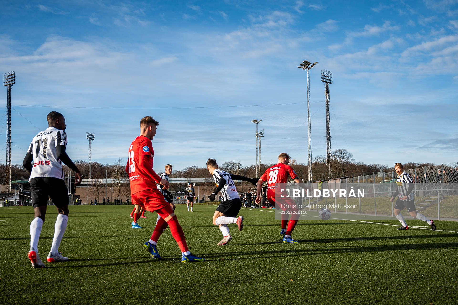 Vy över träningsmatchen i fotboll mellan Landskrona och