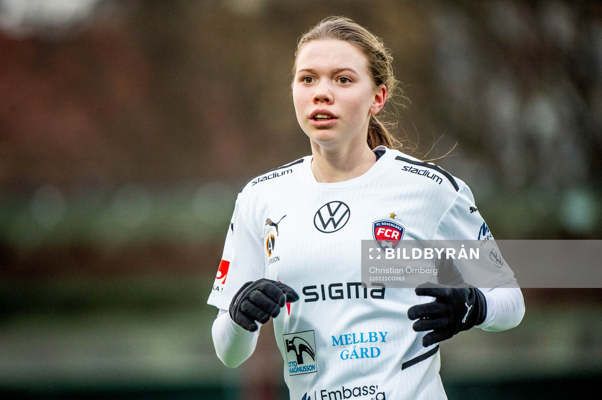 Rosengårds Bea Sprung under en träningsmatch mellan Rosengård och Bröndby den 22 januari 2022 i Malmö. 