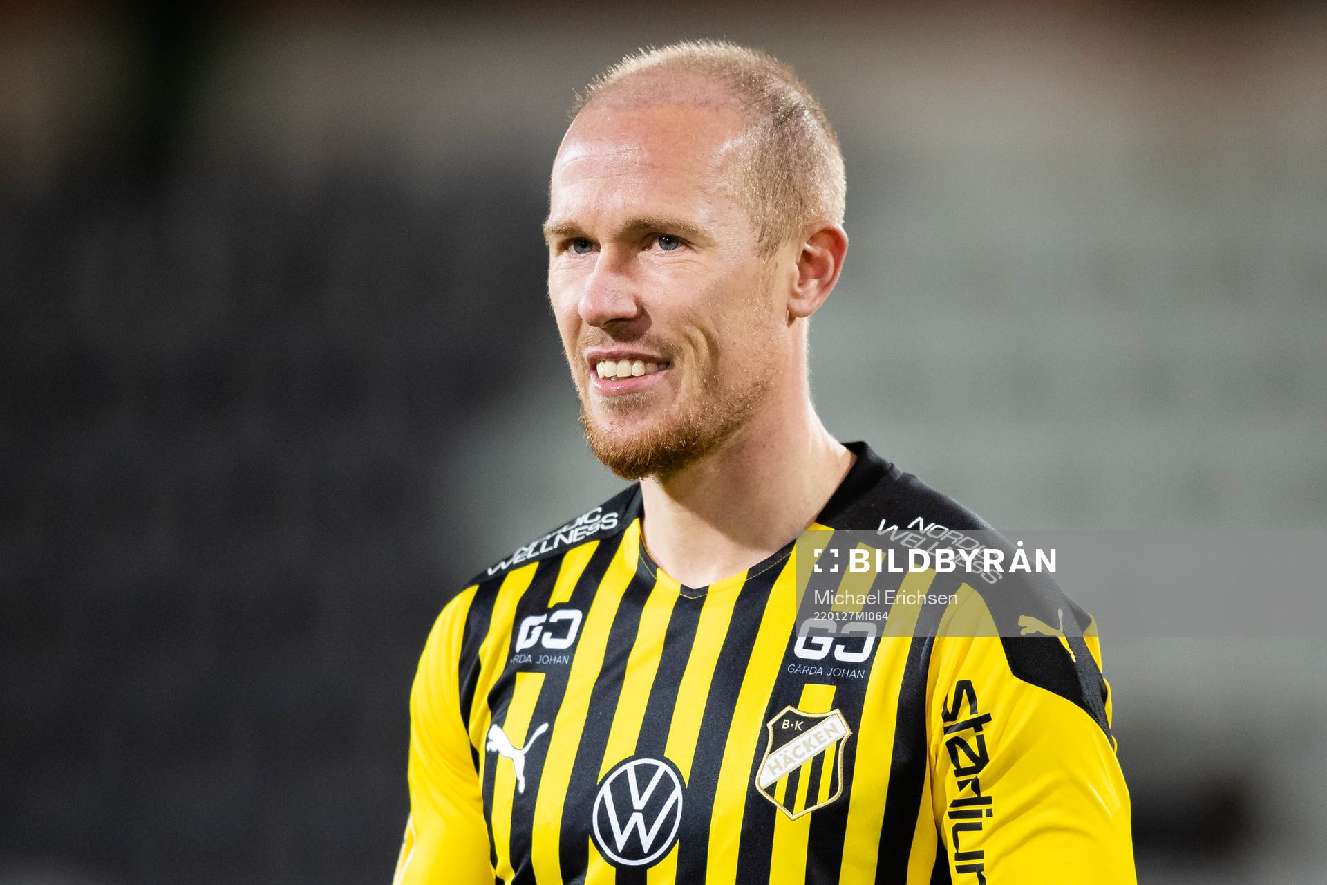 Häckens Mikkel Rygaard  innan träningsmatchen i fotboll