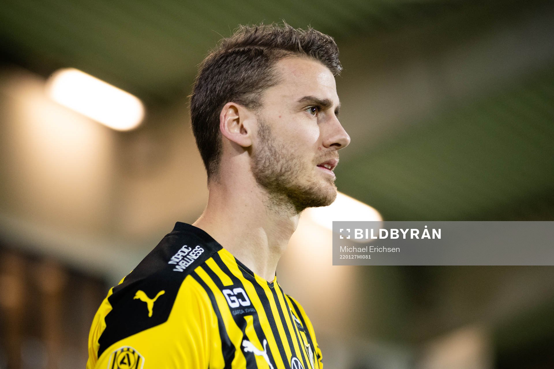 Häckens Johan Hammar innan träningsmatchen i fotboll