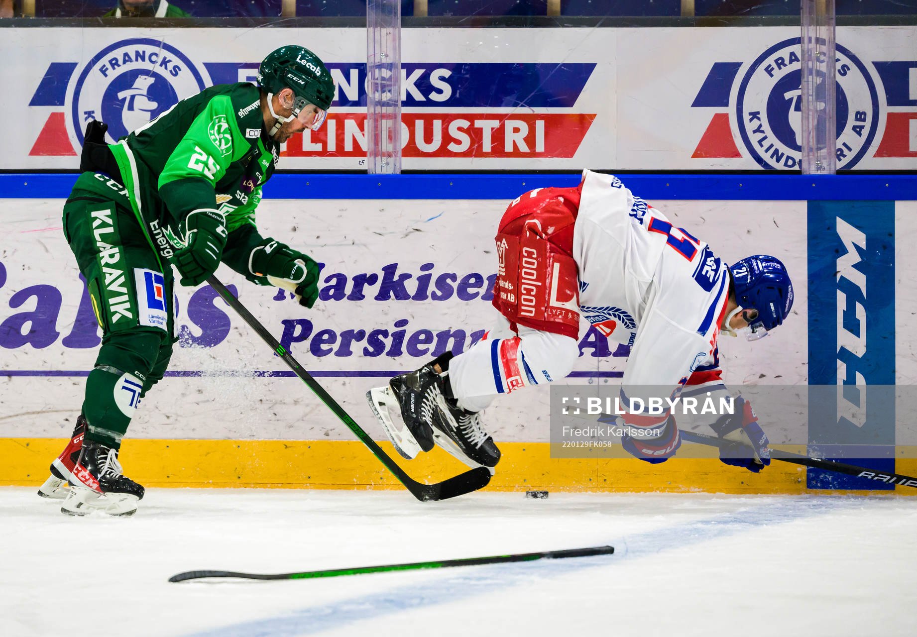 Färjestads Martin Johansson och Oskarshamns Brian Cooper