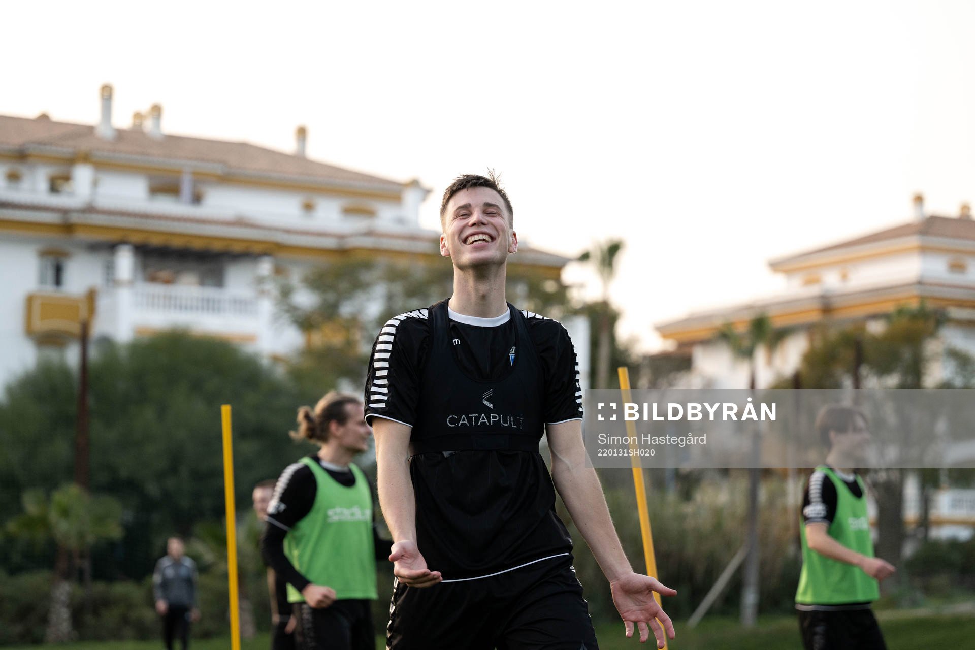 Filip Olsson under en fotbollsträning med Sirius den 31 januari 2022 i Marbella. 