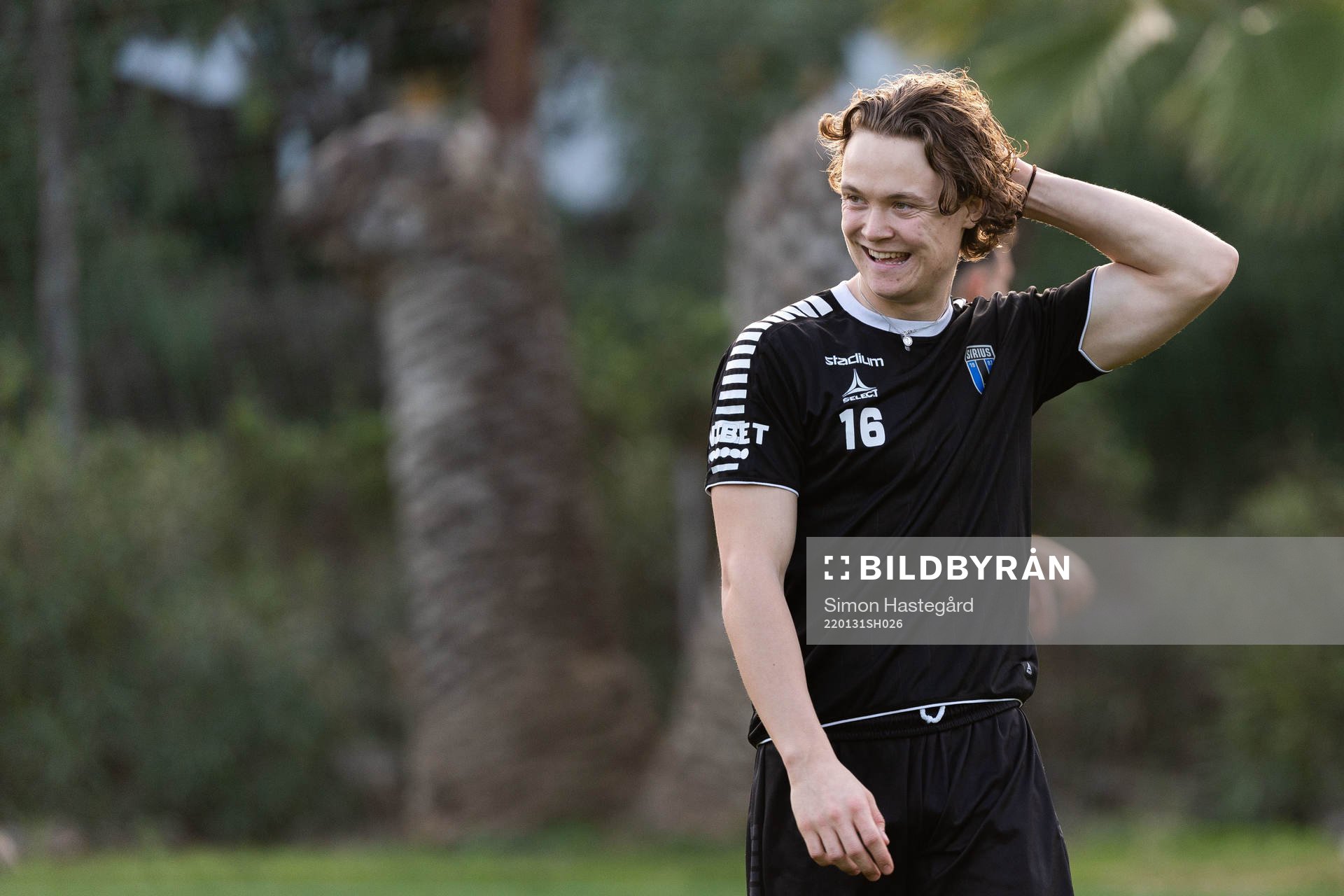 Herman Sjögrell under en fotbollsträning med Sirius den 31 januari 2022 i Marbella. 