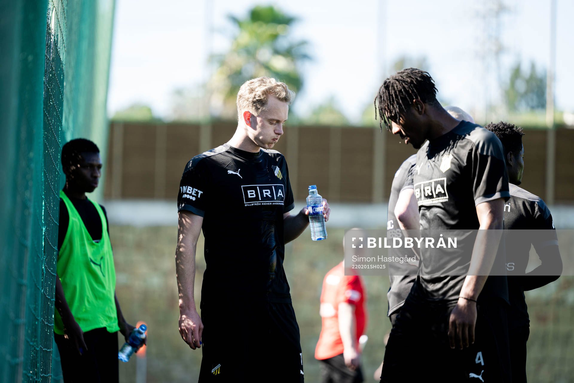 Gustav Berggren under en fotbollsträning med Häcken den 1 februari 2022 i Marbella. 