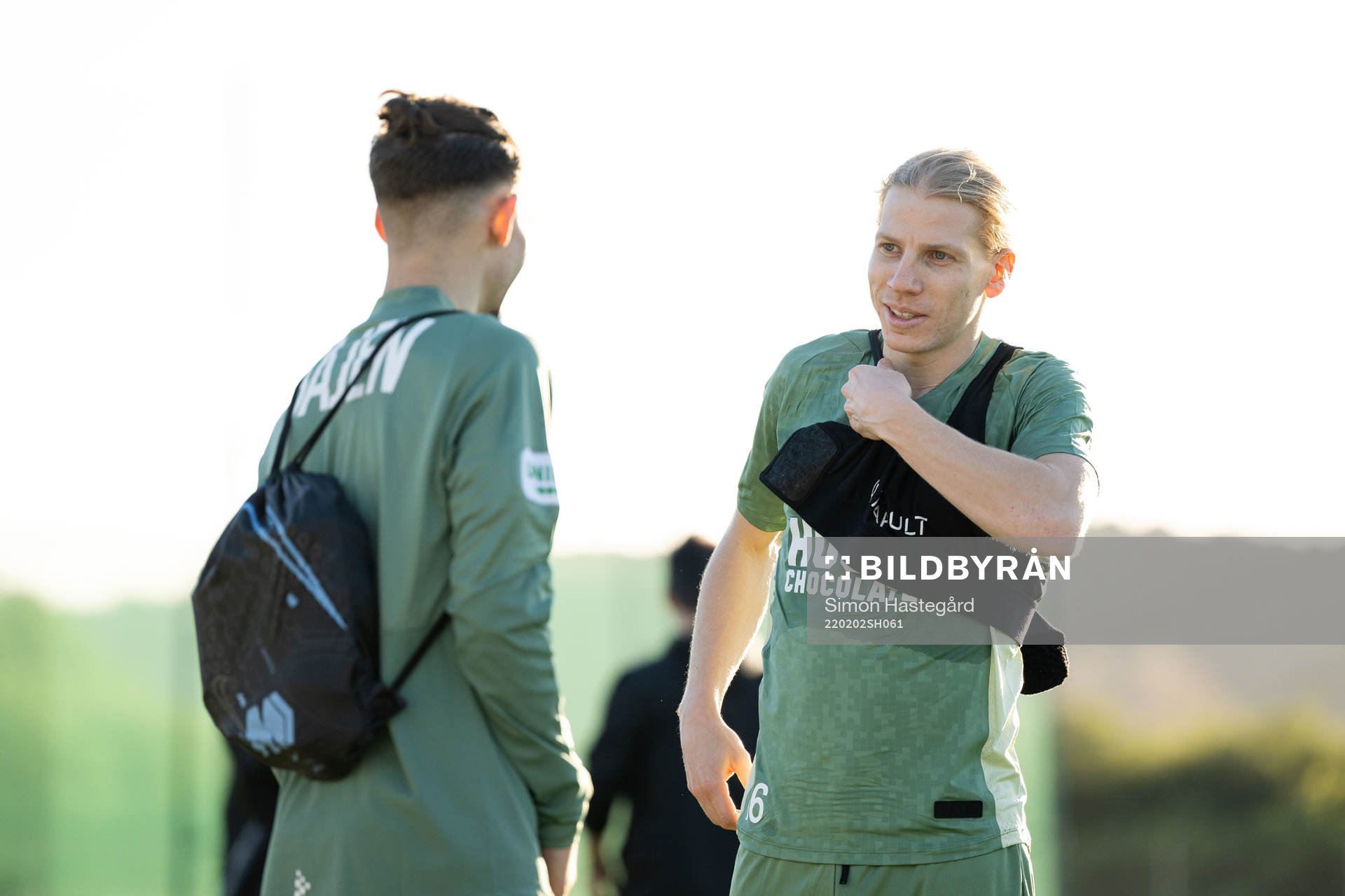 Gustav Ludwigson under en fotbollsträning med Hammarby den 2 februari 2022 i Marbella. 