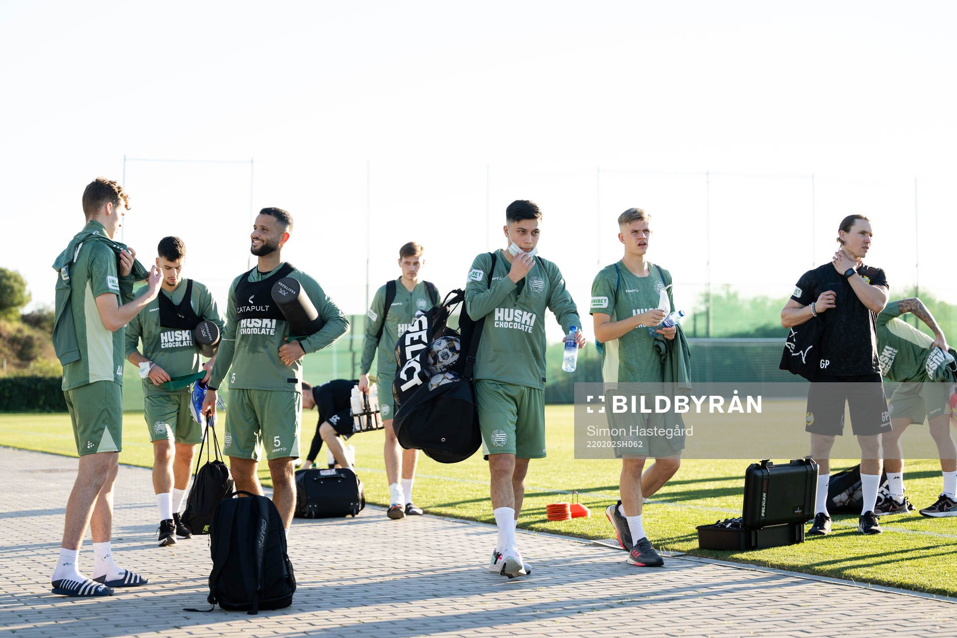 Hammarbys spelare efter en fotbollsträning med Hammarby den 2 februari 2022 i Marbella. 
