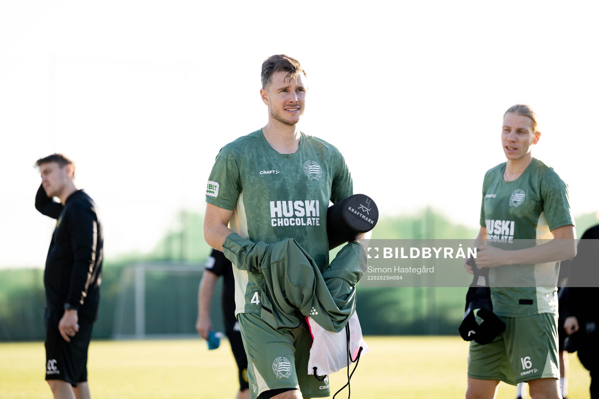 Richard Magyar under en fotbollsträning med Hammarby den 2 februari 2022 i Marbella. 
