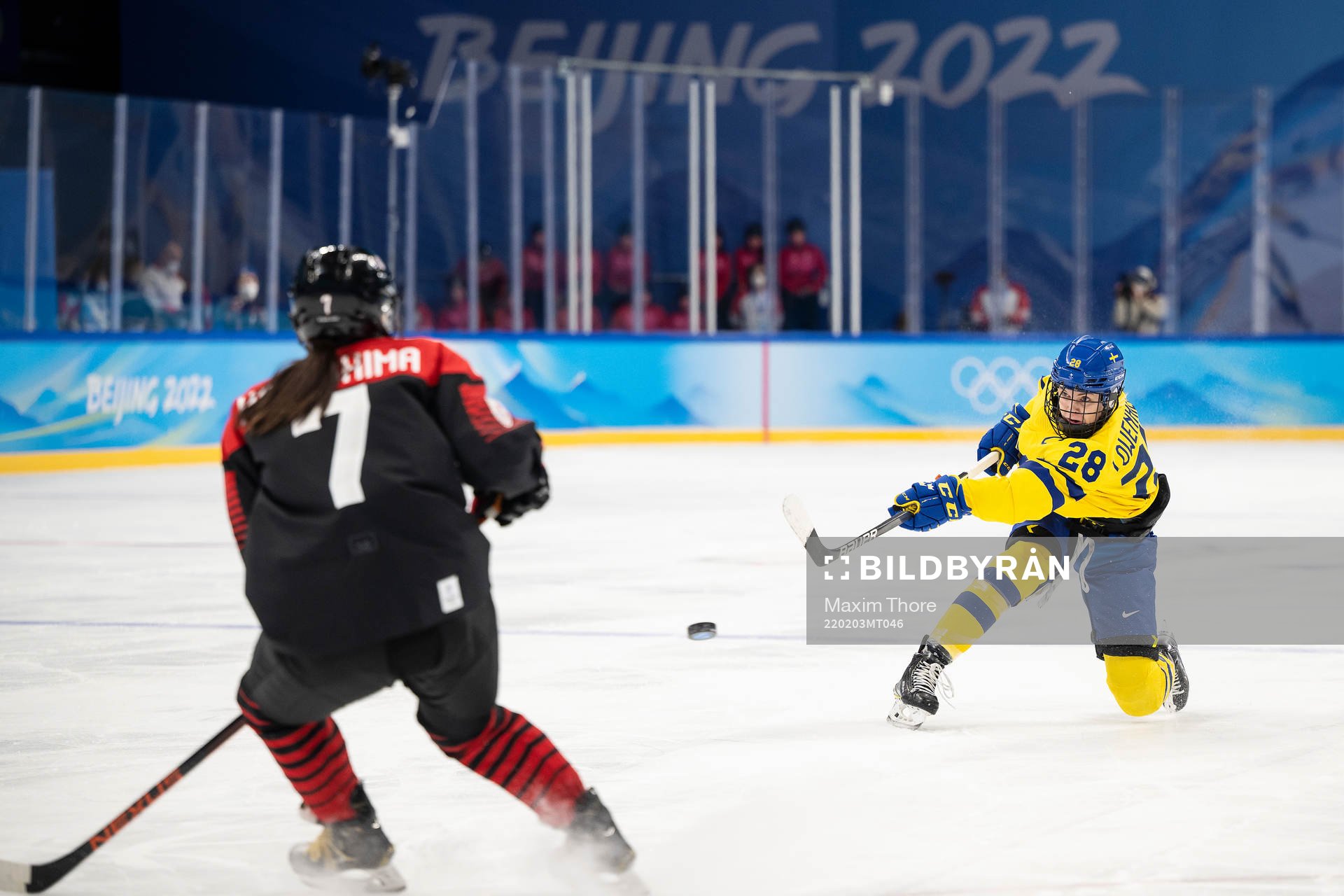 Michelle Löwenhielm of Sweden in the women’s ice hockey