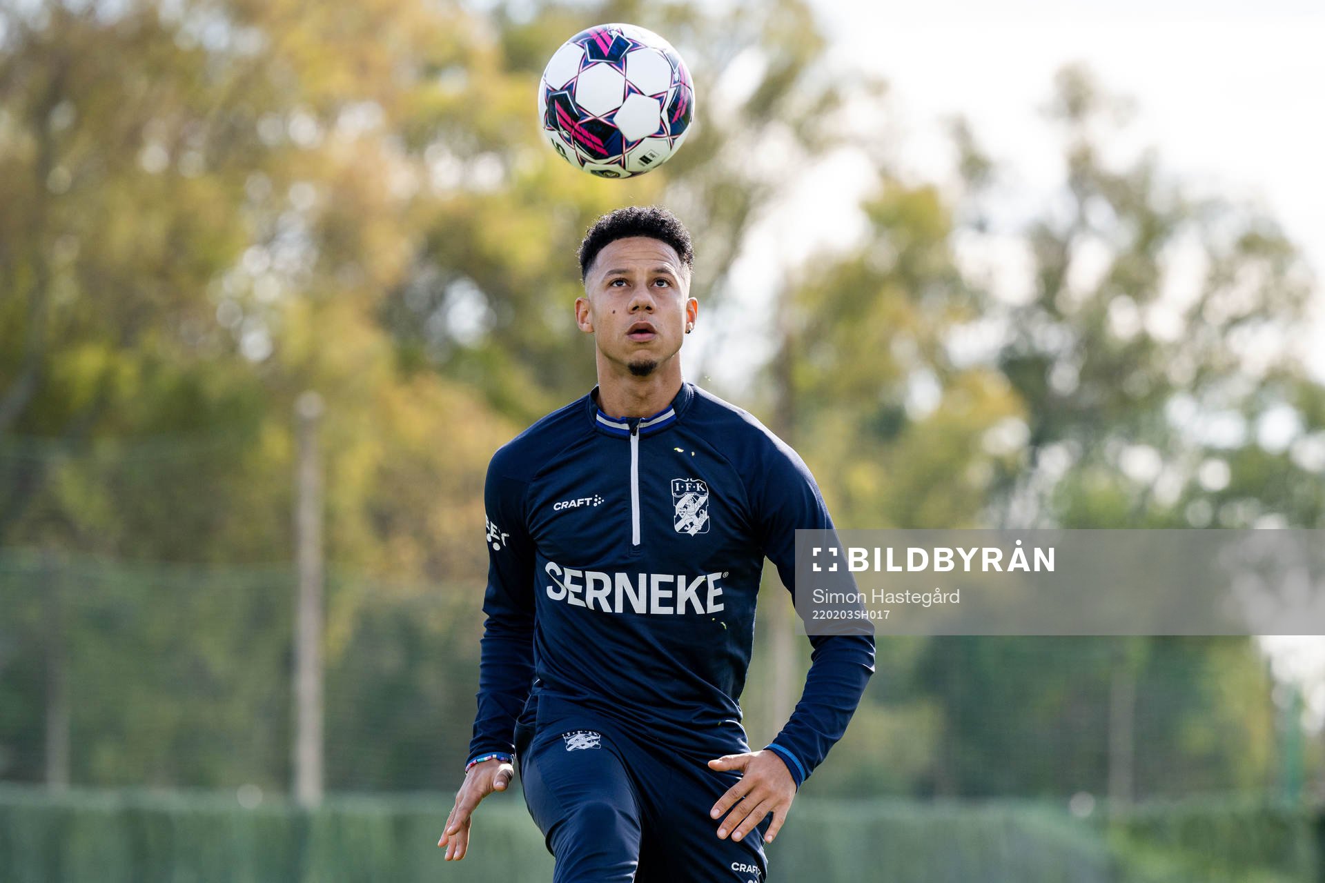 Tobias Sana under en fotbollsträning med IFK Göteborg den 3 februari 2022 i Marbella. 