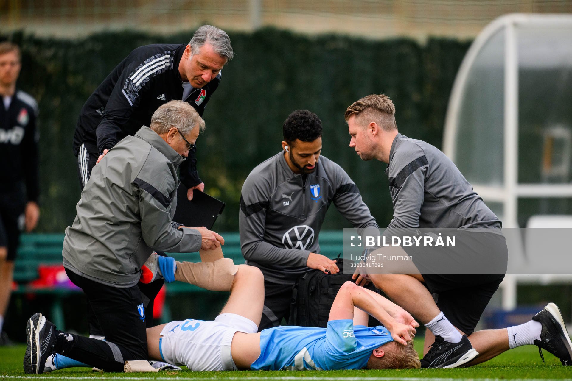 Emil Lindman of Malmö FF in pain