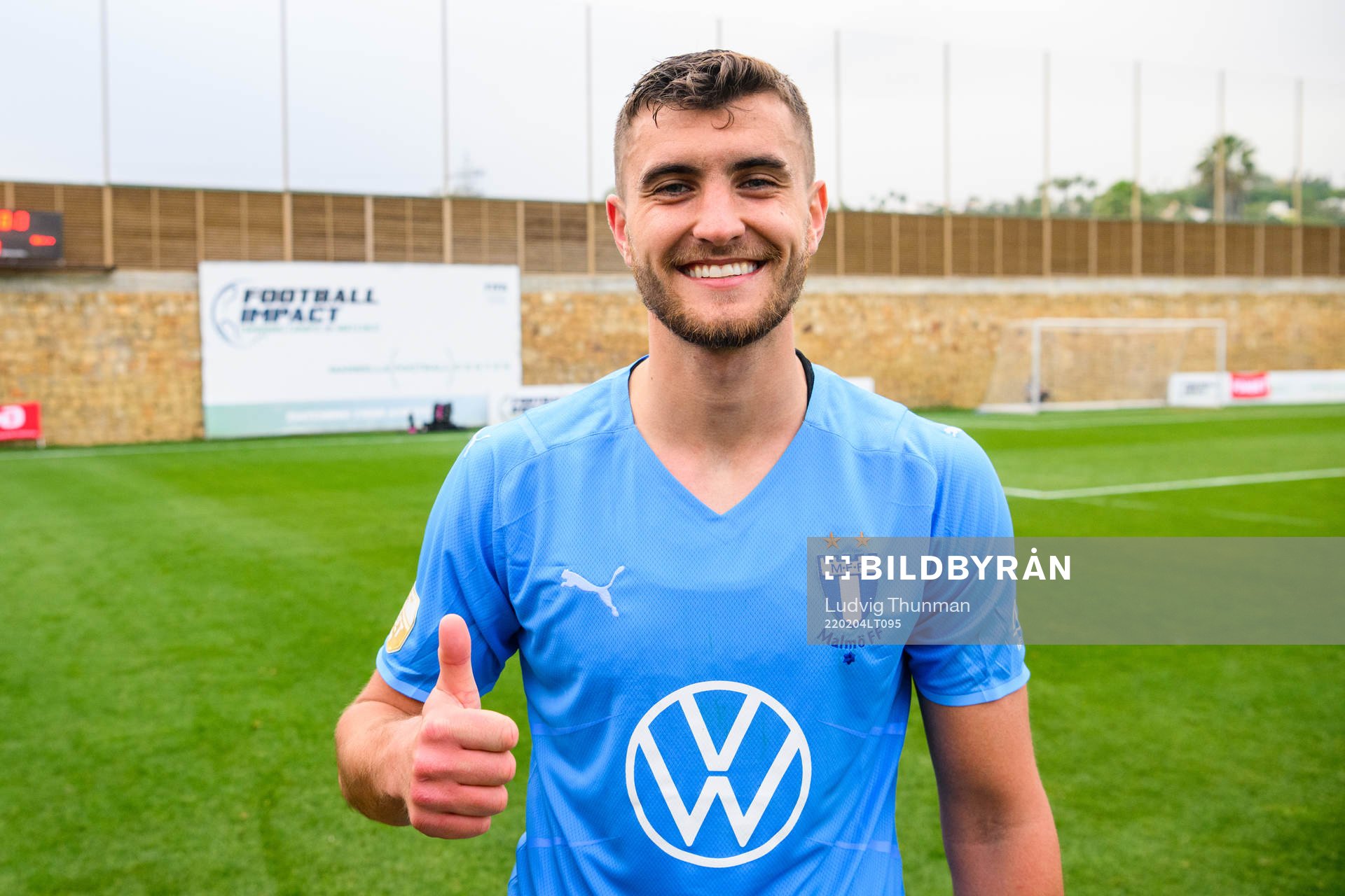 Matej Chalus of Malmö FF poses for a portrait after the friendly football match between Malmö FF and Lokomotiv Moskva on February 4, 2022 in Marbella.