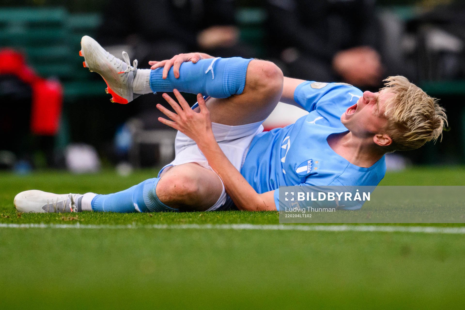 Emil Lindman of Malmö FF in pain
