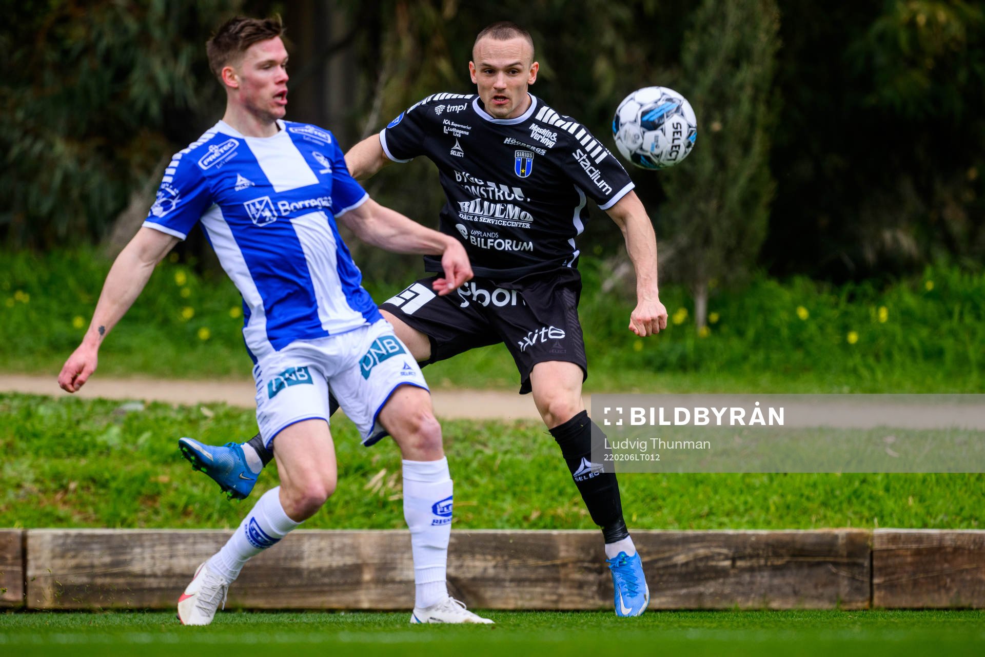Aron Bjarnason of Sirius och Eirik Wichne of Sarpsborg 08 during the friendly match between Sirius and Sarpsborg 08 on February 6, 2022 in Marbella.