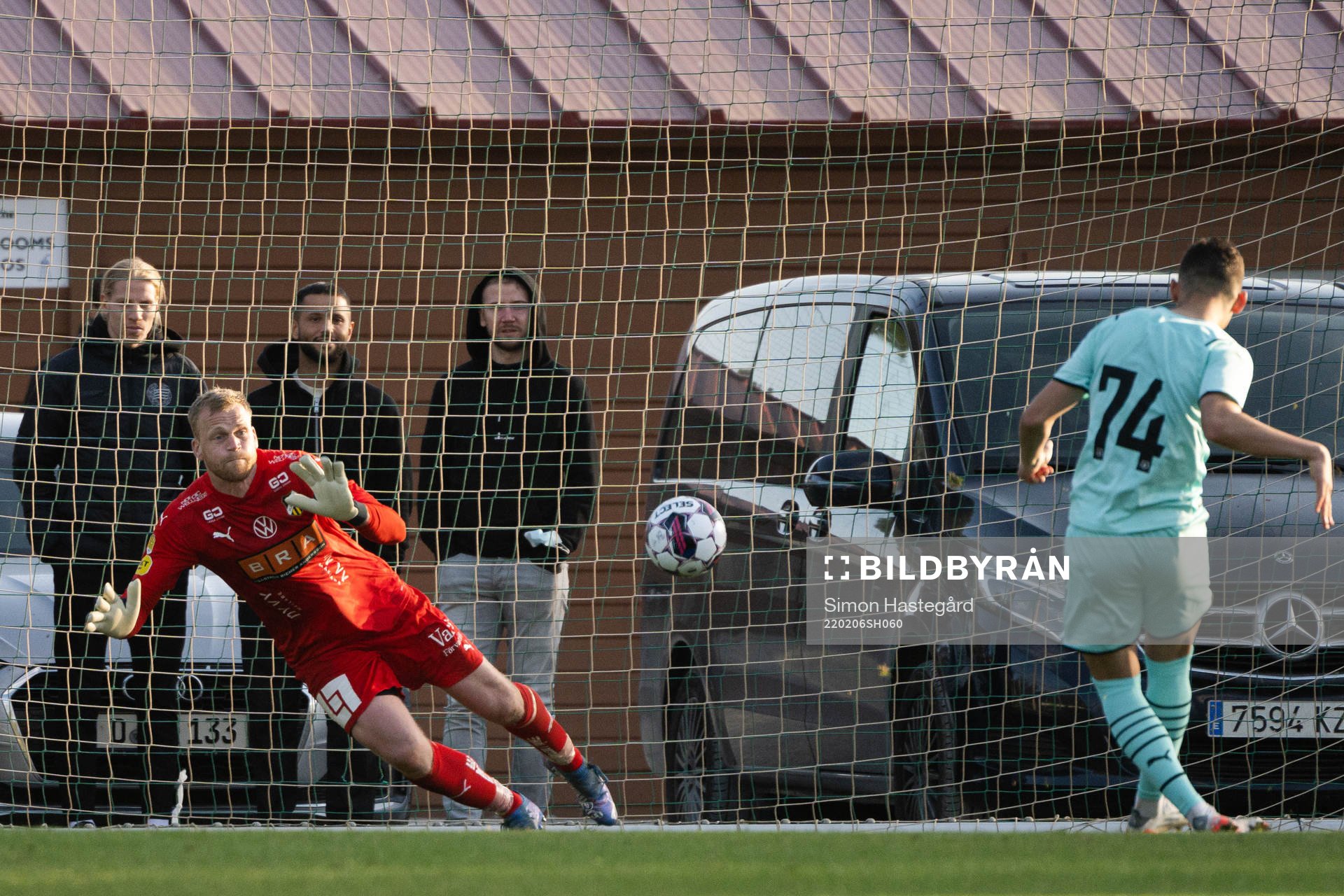 Goalkeeper Peter Abrahamsson of Häcken saves a penalty