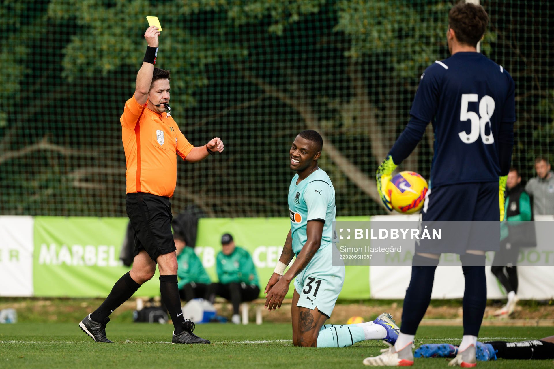 Kaio of Krasnodar receives a yellow card
