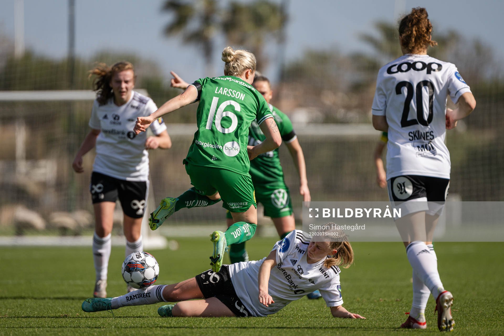 Emilia Larsson of Hammarby and Emilie Marie Joramo of