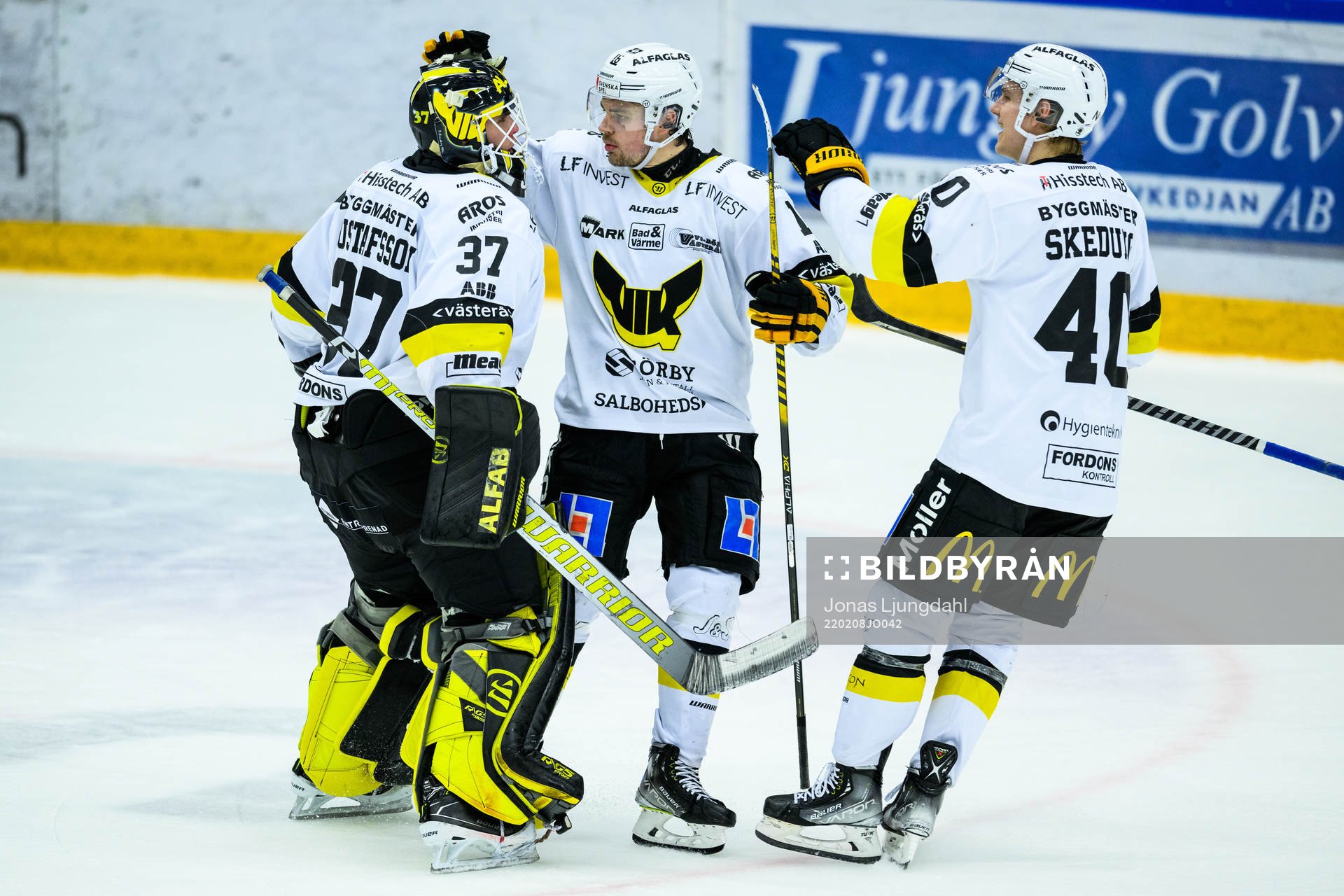 Västerås målvakt Johan Gustafsson, Filip Wiberg och Isak