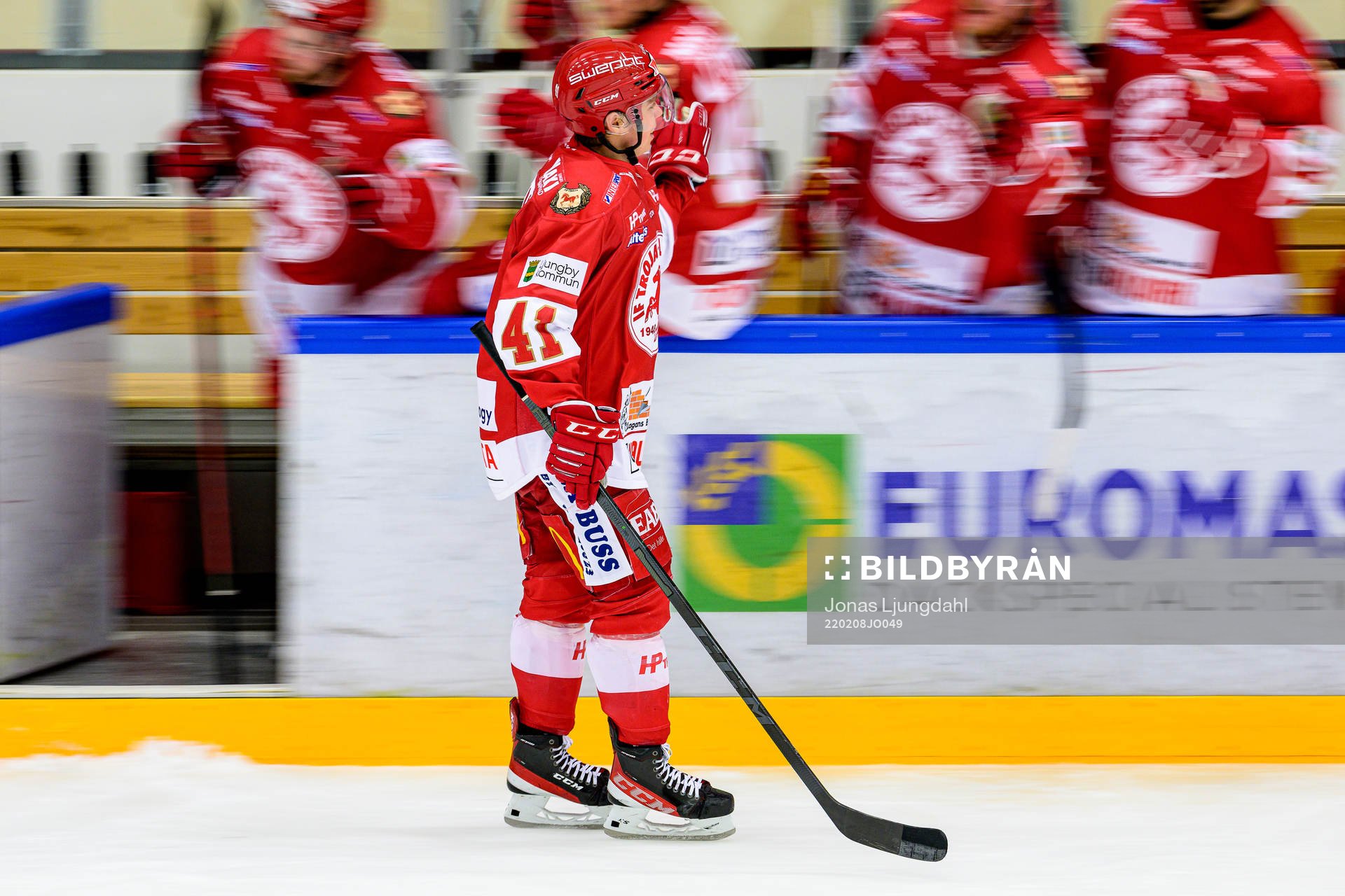 Troja/Ljungbys Victor Öhman jublar