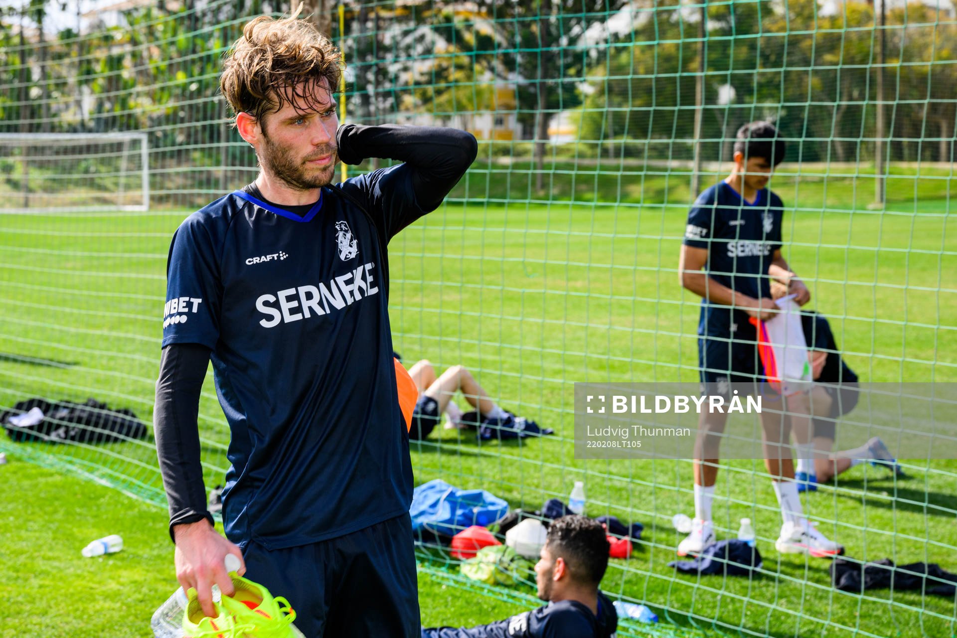 Emil Salomonsson under en fotbollsträning med IFK Göteborg den 8 februari 2022 i Göteborg. 