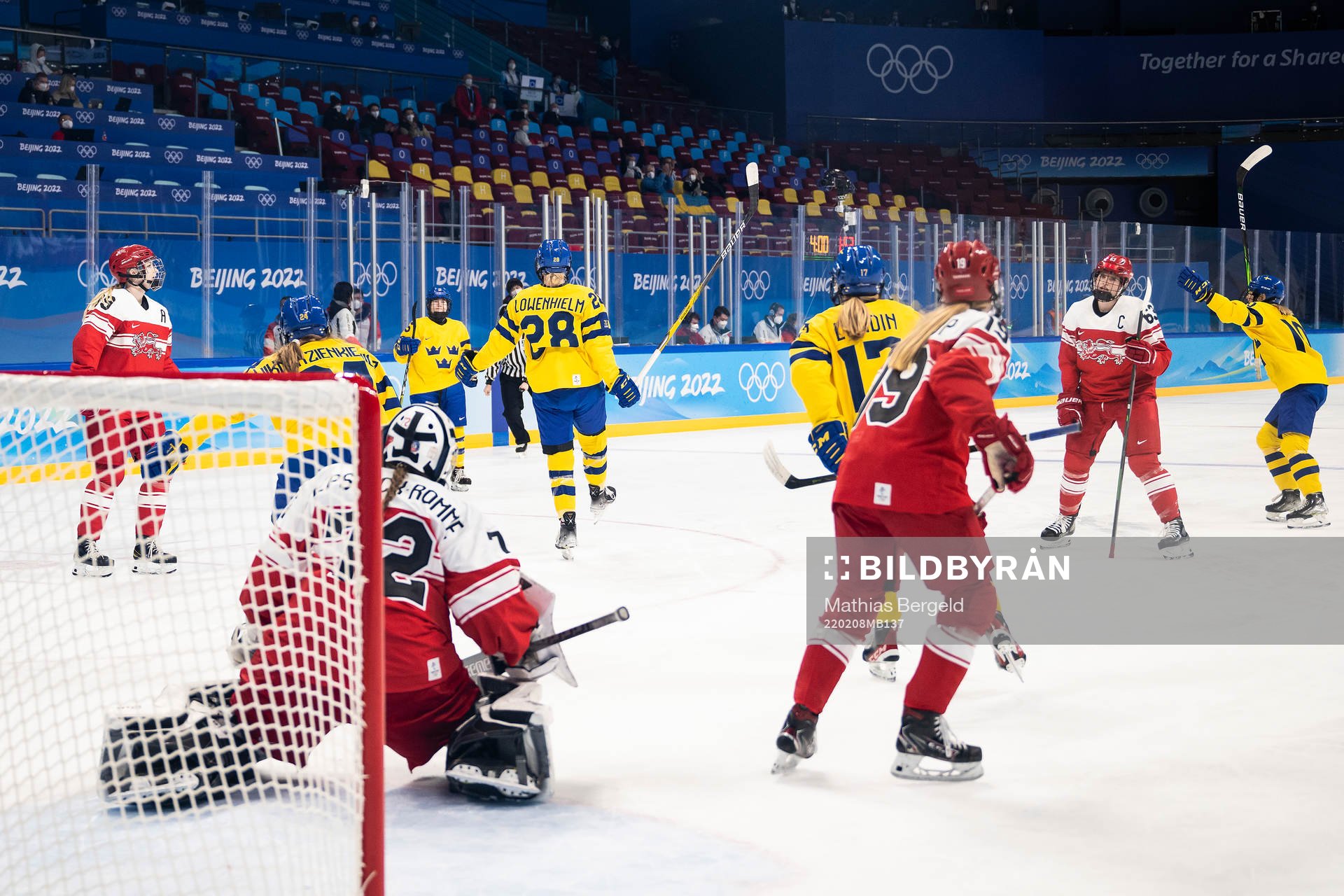 Michelle Löwenhielm and Lisa Johansson of Sweden celebrate