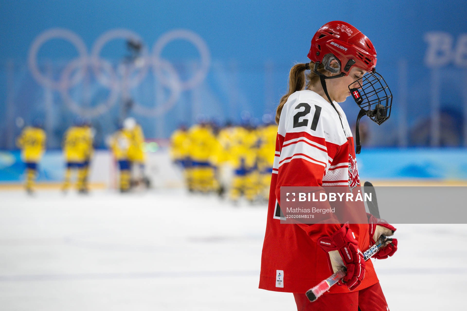 Michelle Weis of Denmark looks dejected
