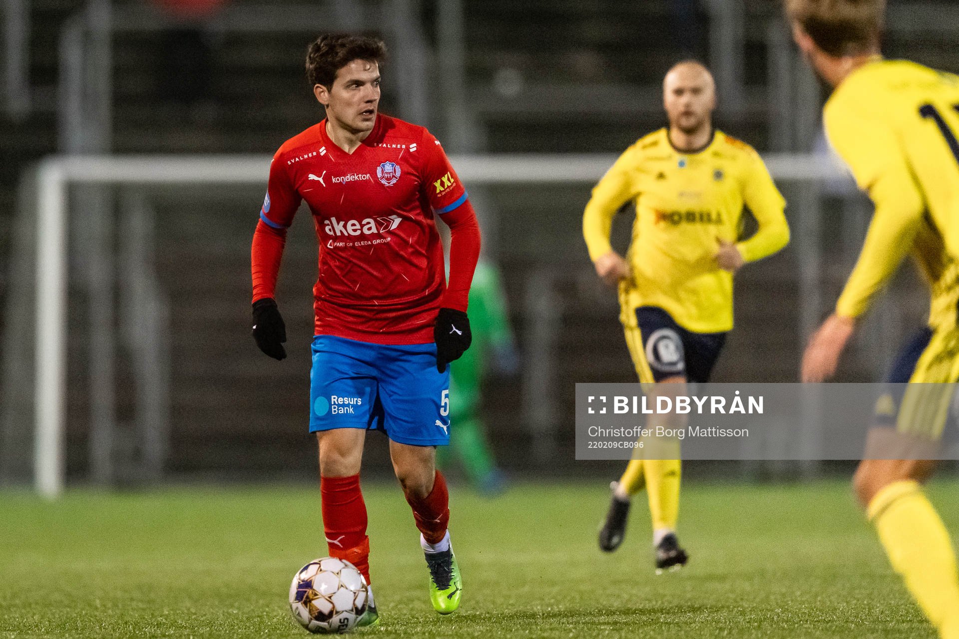 Helsingborgs Brandur Hendriksson Olsen under träningsmatchen i fotboll mellan Helsingborg och Ängelholm den 9 februari 2022 i Helsingborg.