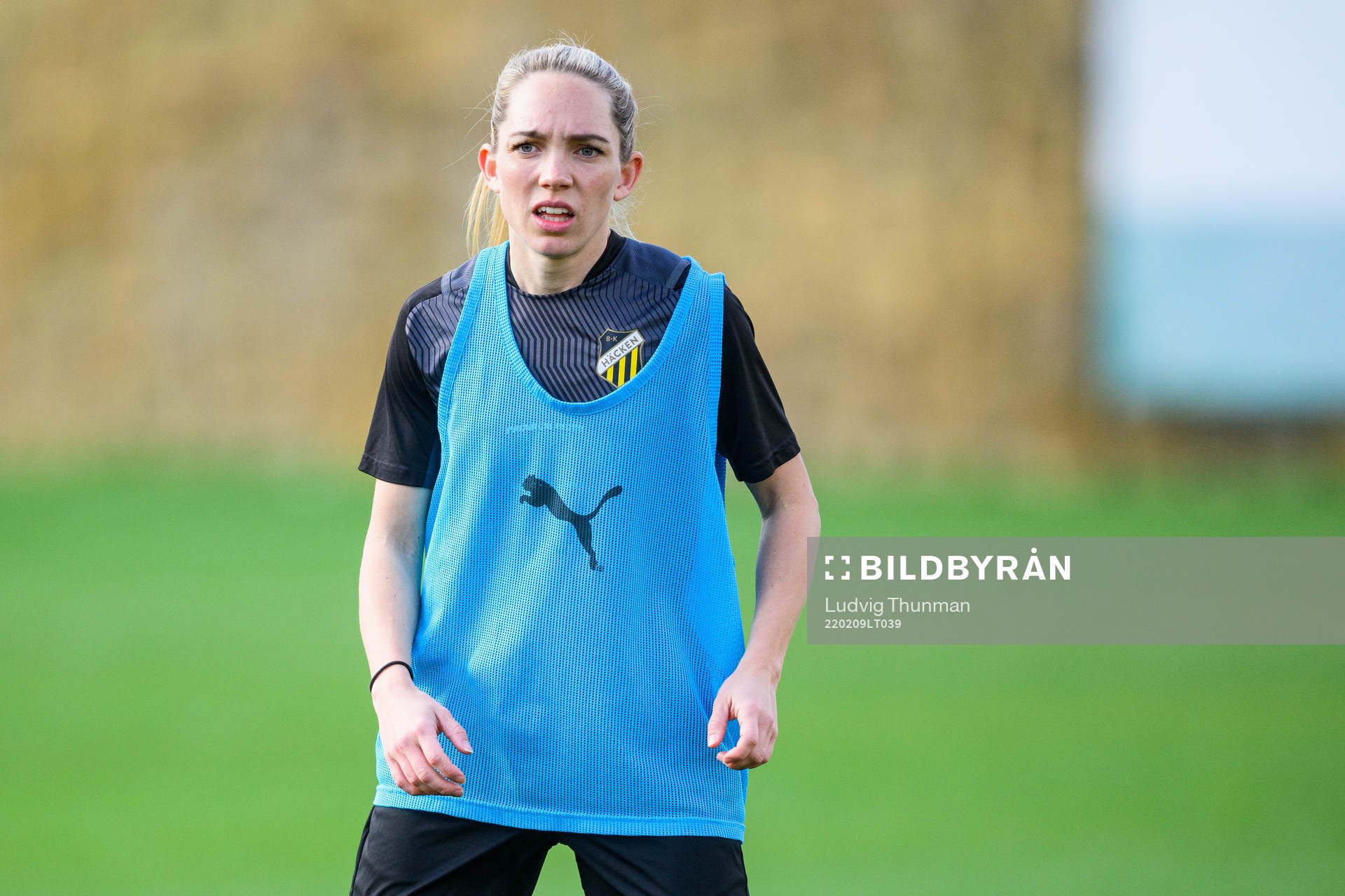 Elin Rubensson under en fotbollsträning med Häcken den 9 februari 2022 i Marbetlla. 
