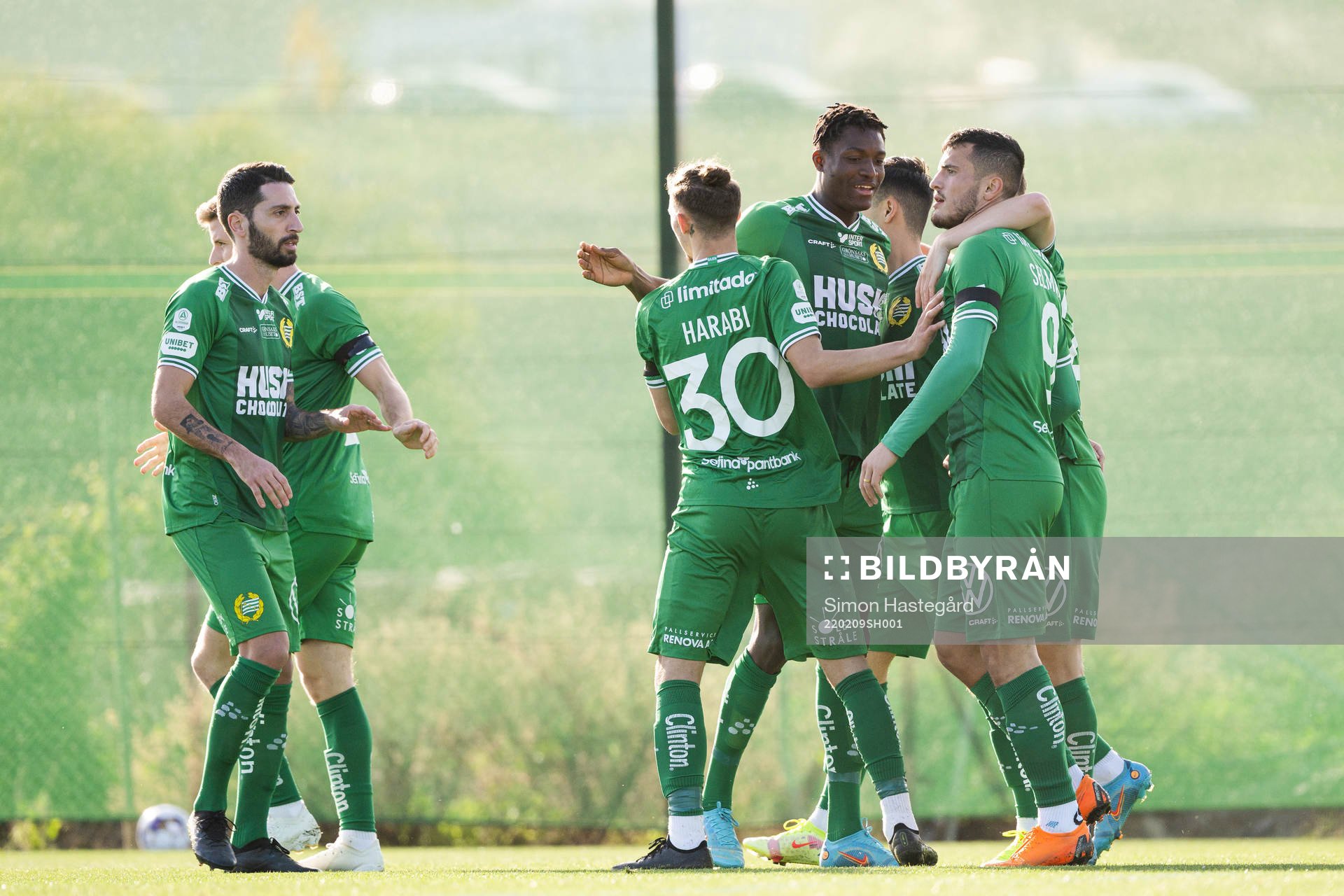 Players of Hammarby celebrate the 1-0 goal