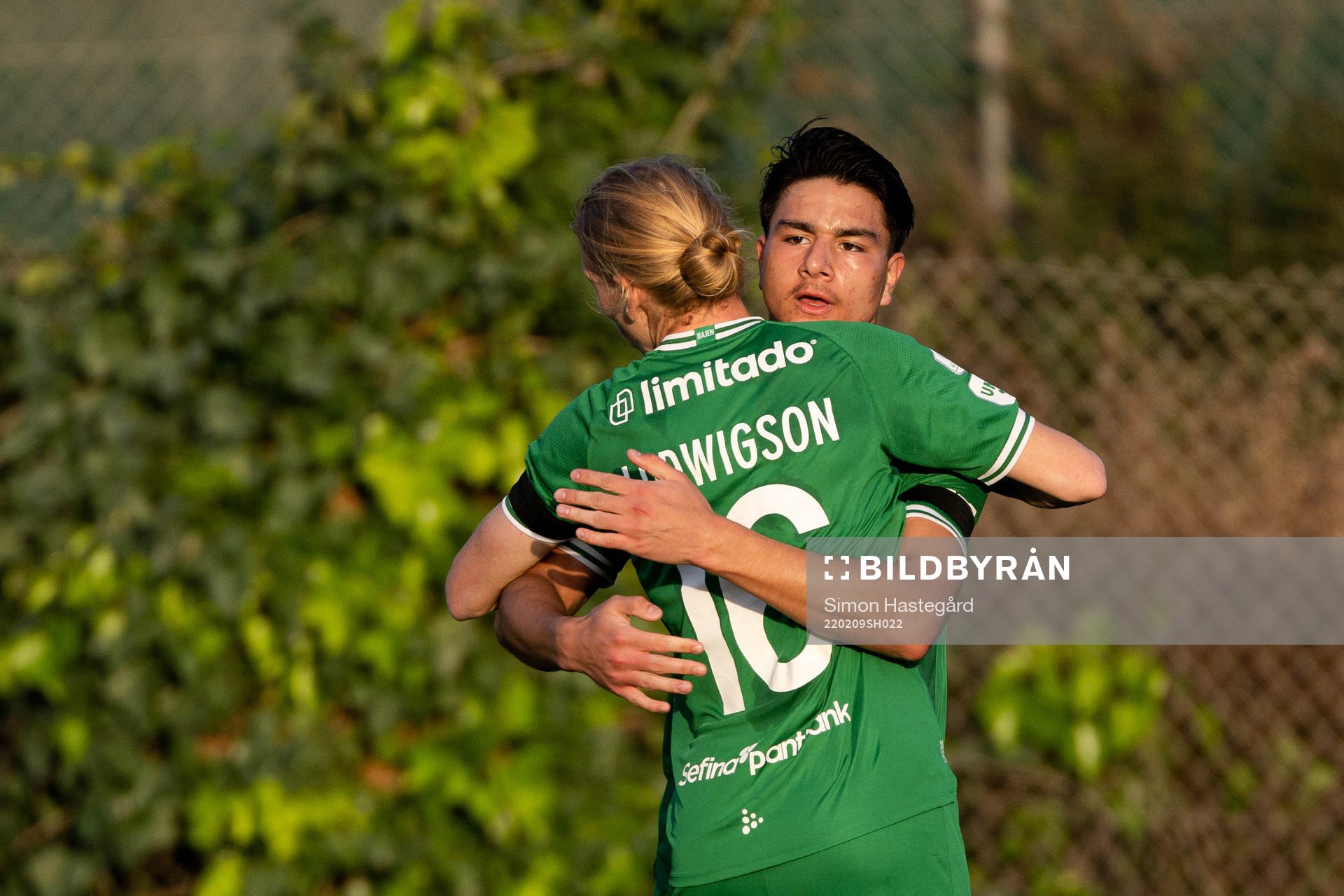 Gustav Ludwigson and Jusef Erabi of Hammarby celebrate the