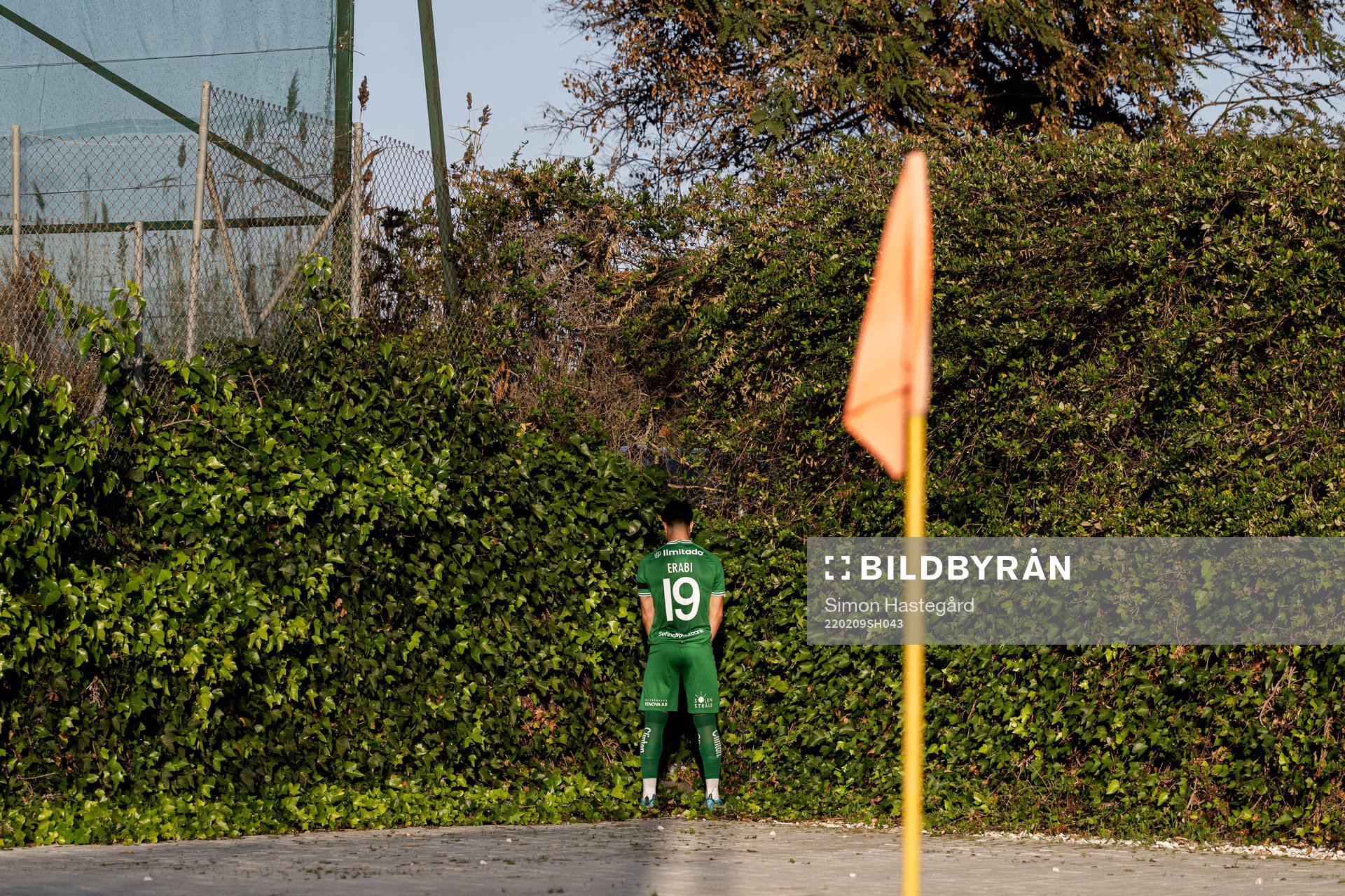 Jusef Erabi of Hammarby takes a leak