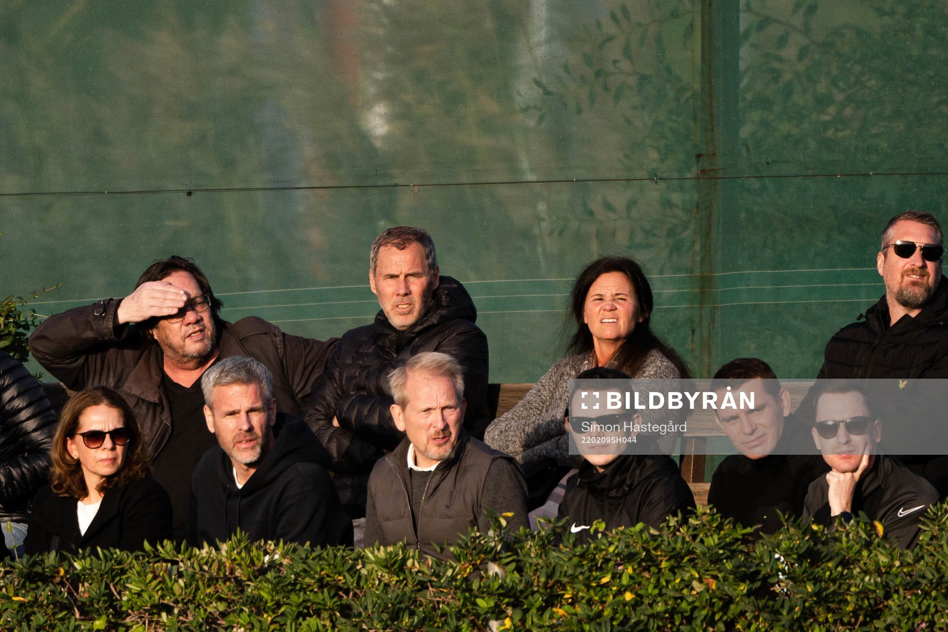 Hans Eskilsson and Malin Swedberg, parents of Williot Swedberg, in the stands during the Friendly match between Hammarby and Velez on February 9, 2022 in Marbella. 
