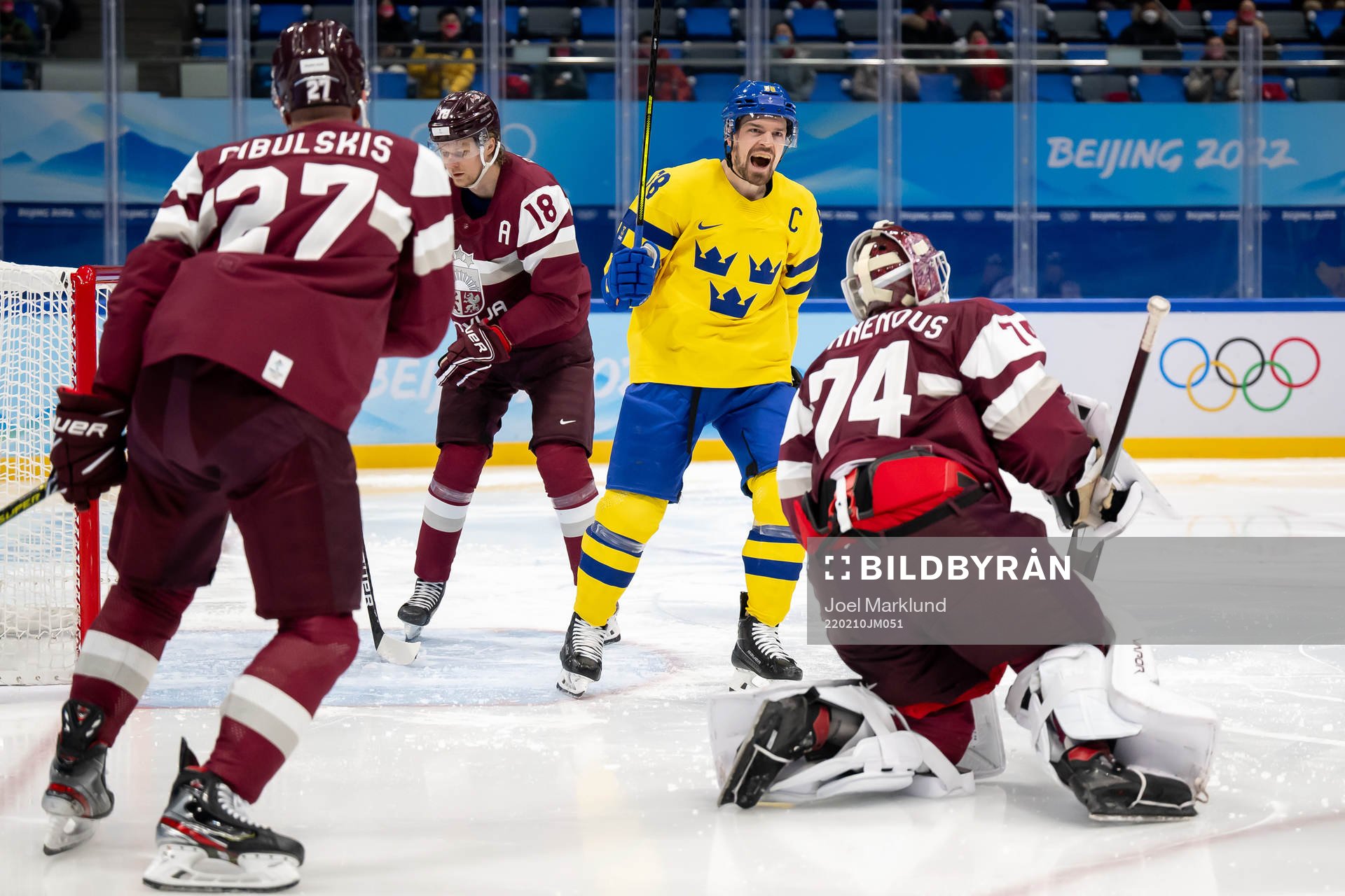 Anton Lander of Sweden celebrates