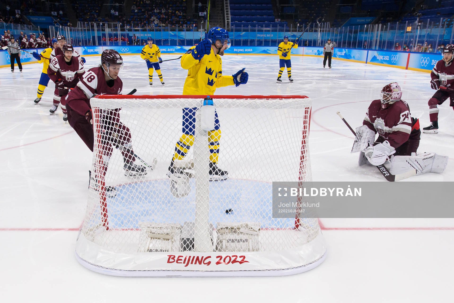 Anton Lander of Sweden celebrates
