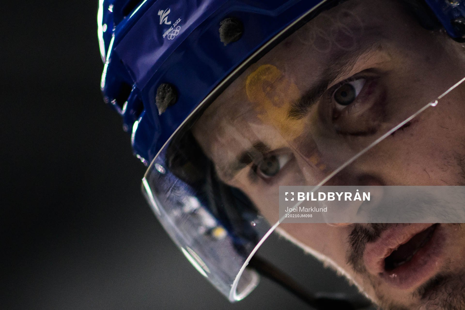A reflection of Fredrik Olofsson of Sweden and the Olympic