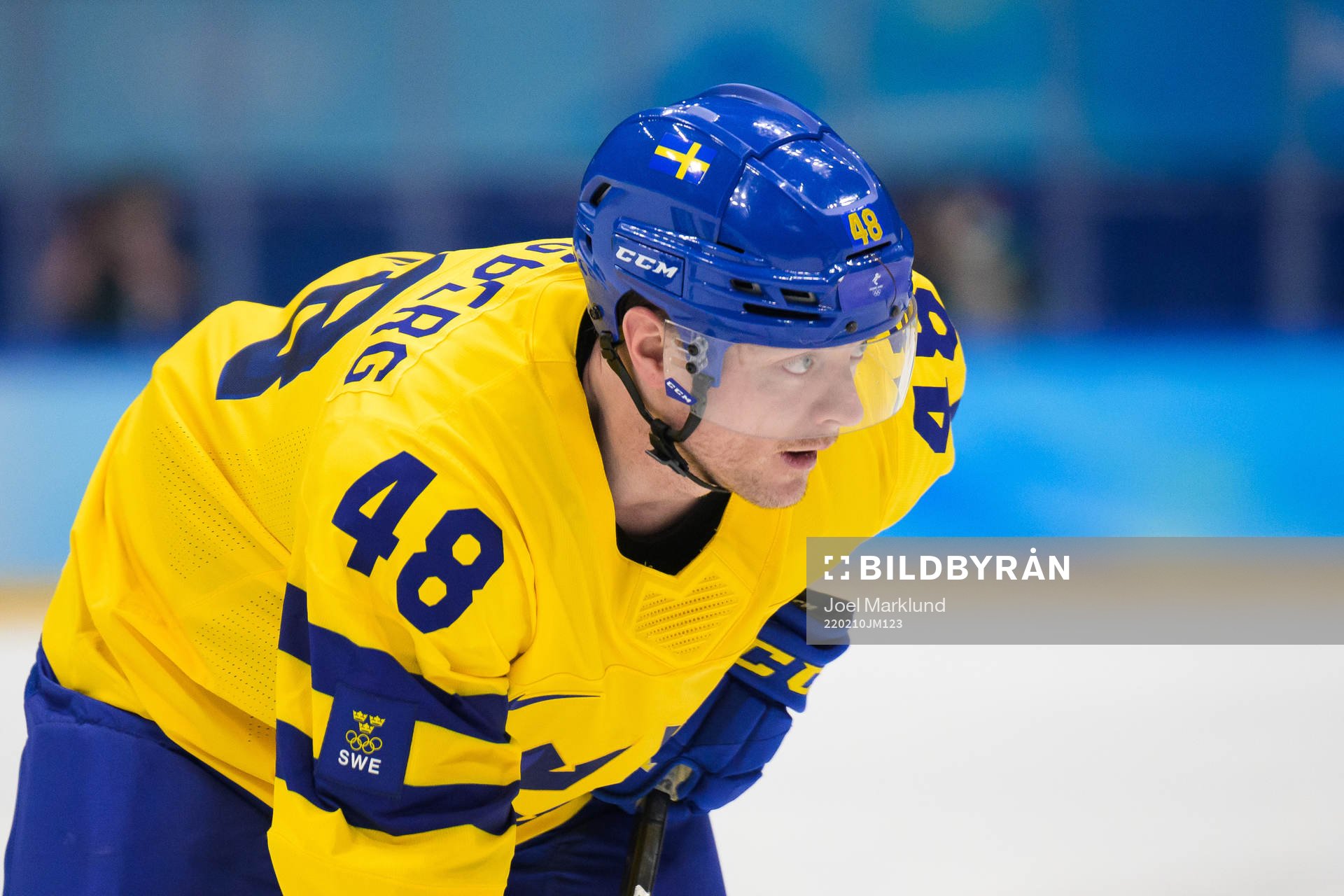 Carl Klingberg of Sweden in an ice hockey preliminary round