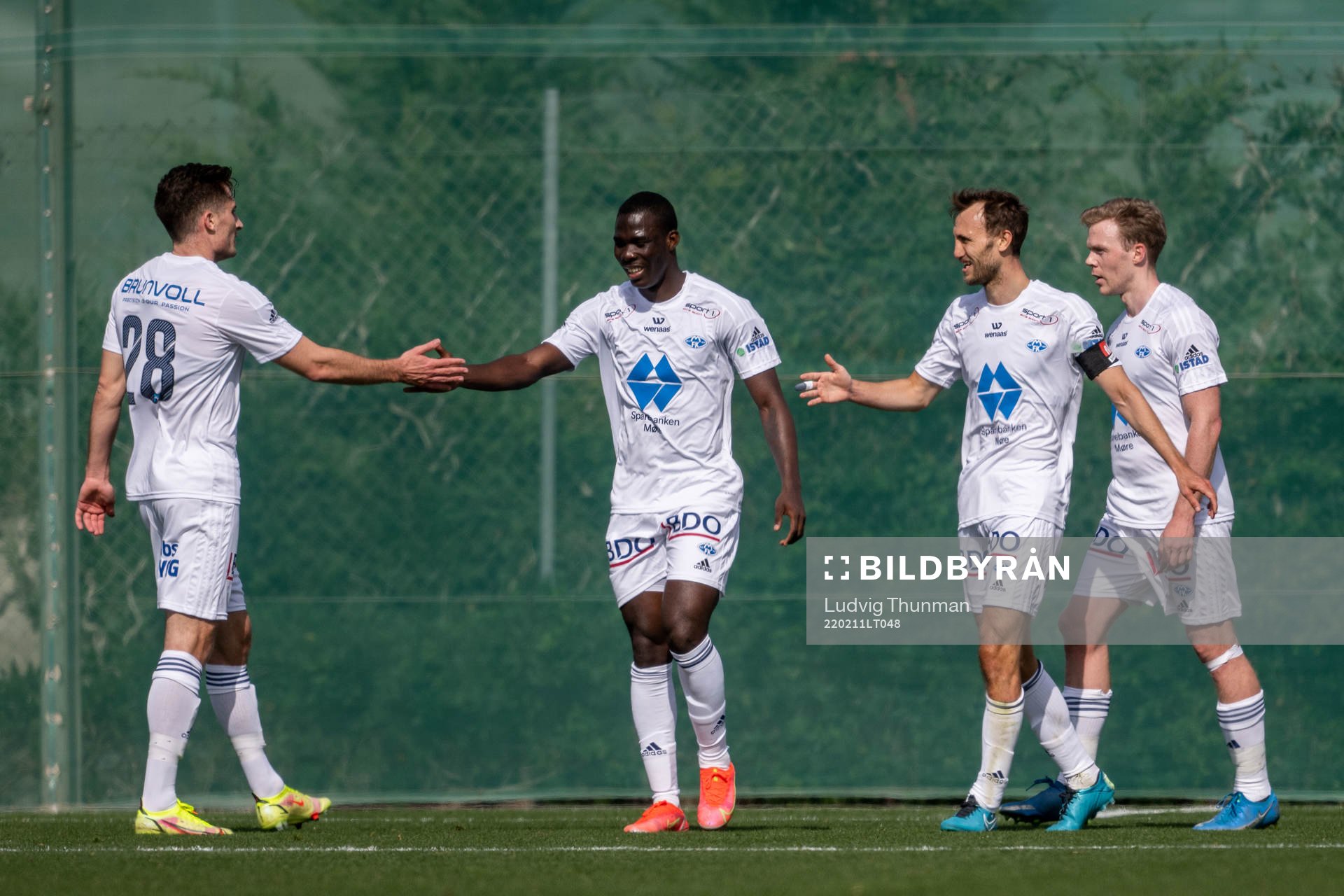 Players of Molde celebrate 0-1