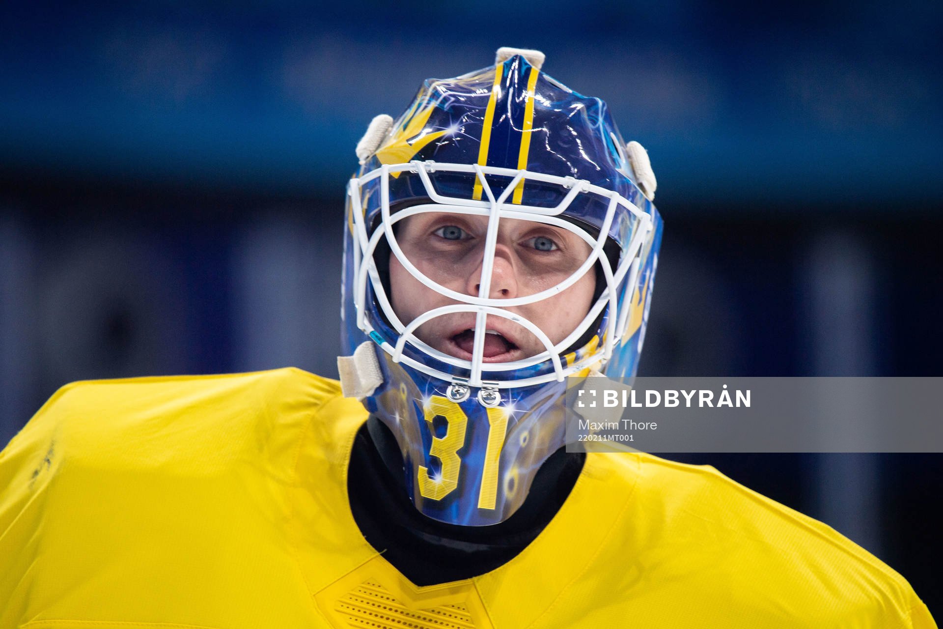 Goaltender Lars Johansson of Sweden