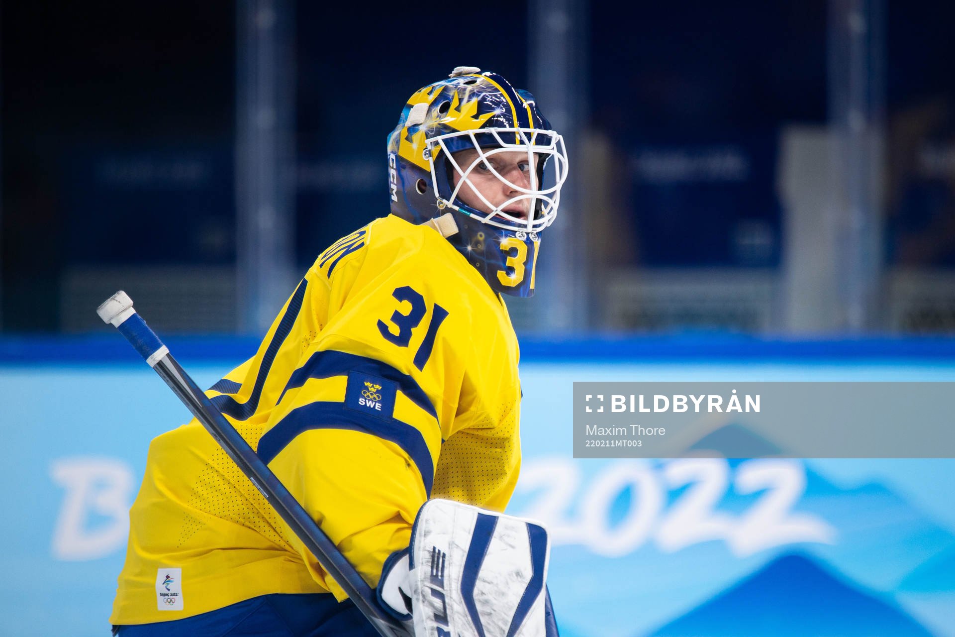 Goaltender Lars Johansson of Sweden