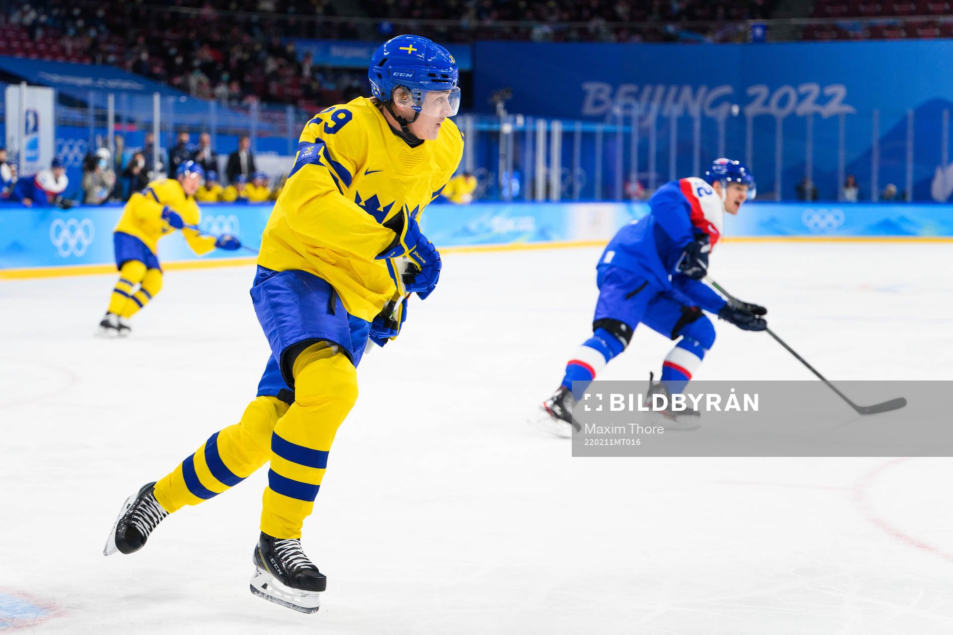 Pontus Holmberg of Sweden in an ice hockey preliminary