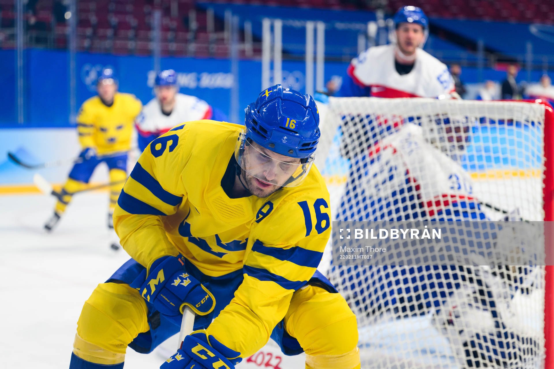 Marcus Krüger of Sweden in an ice hockey preliminary round
