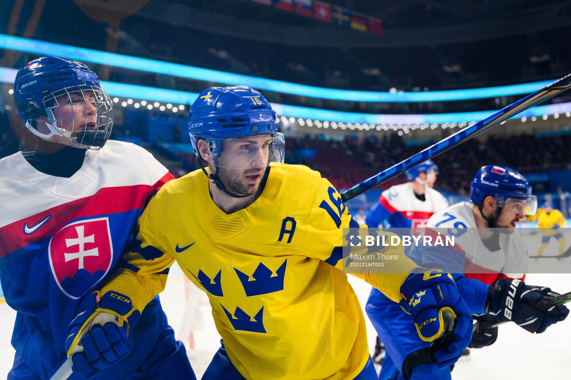 Marcus Krüger of Sweden in an ice hockey preliminary round