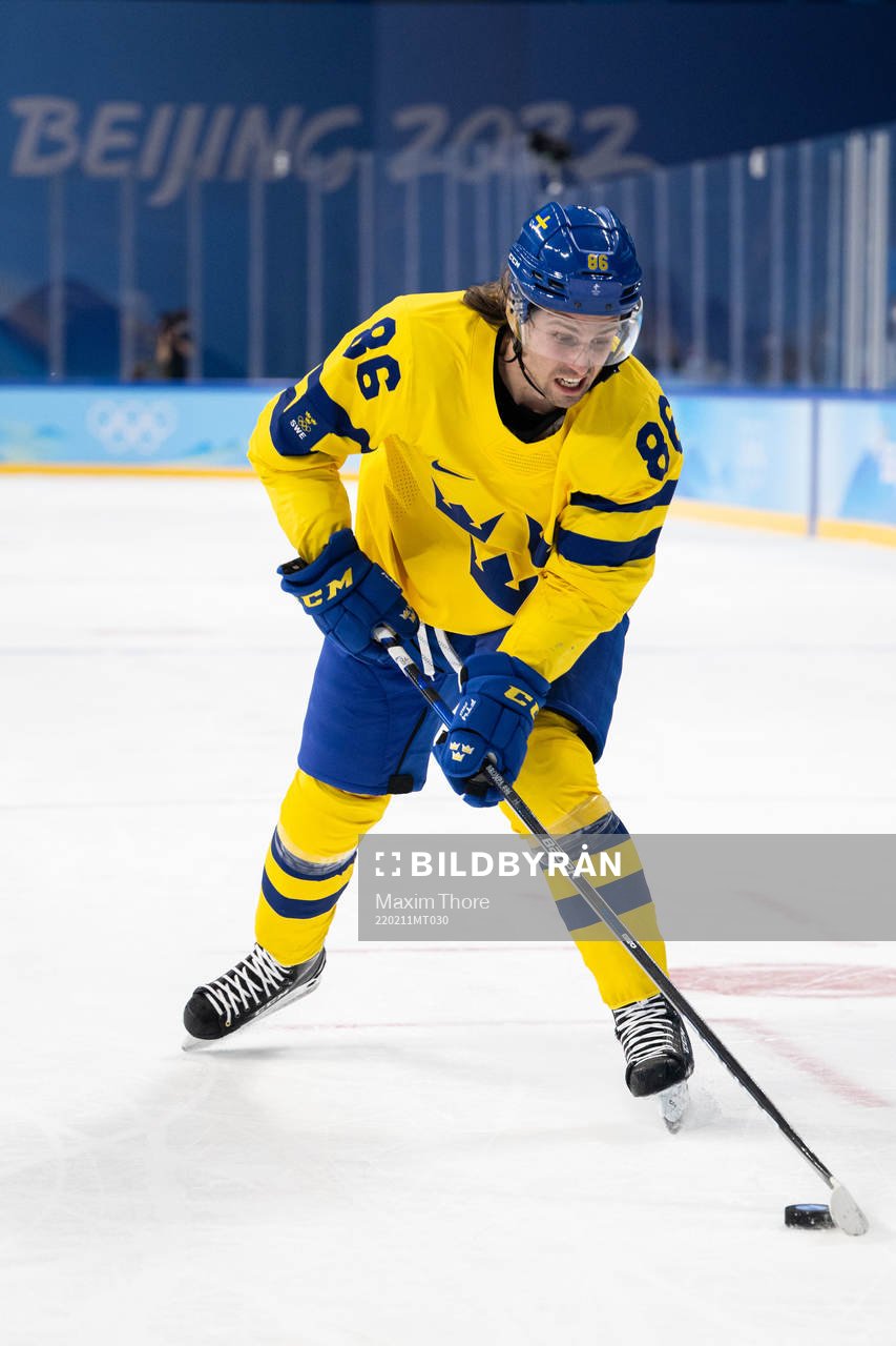 Mathias Bromé of Sweden in an ice hockey preliminary round