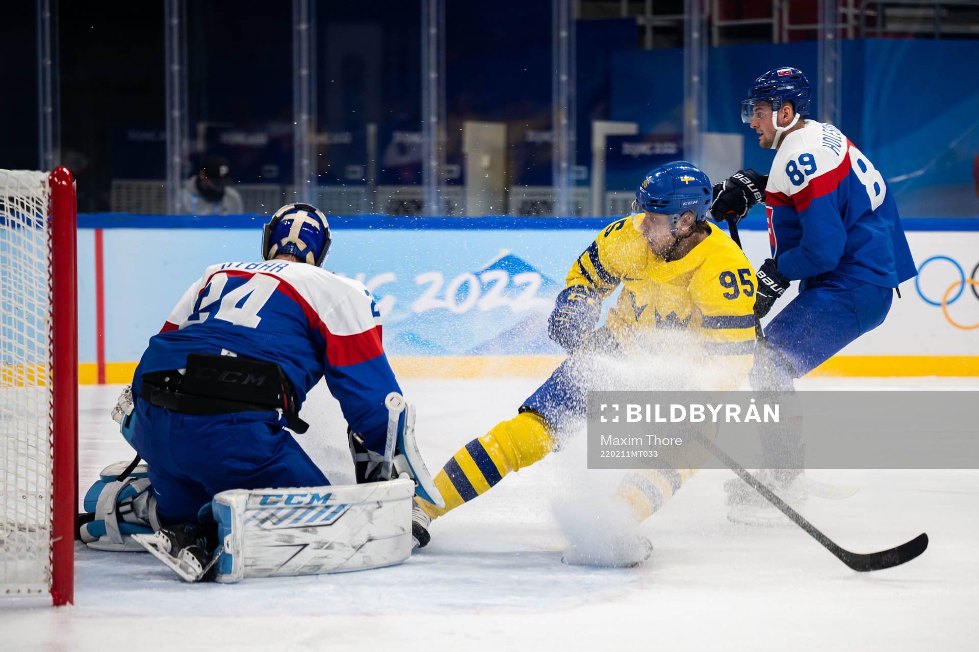 Pontus Holmberg  of Sweden in an ice hockey preliminary
