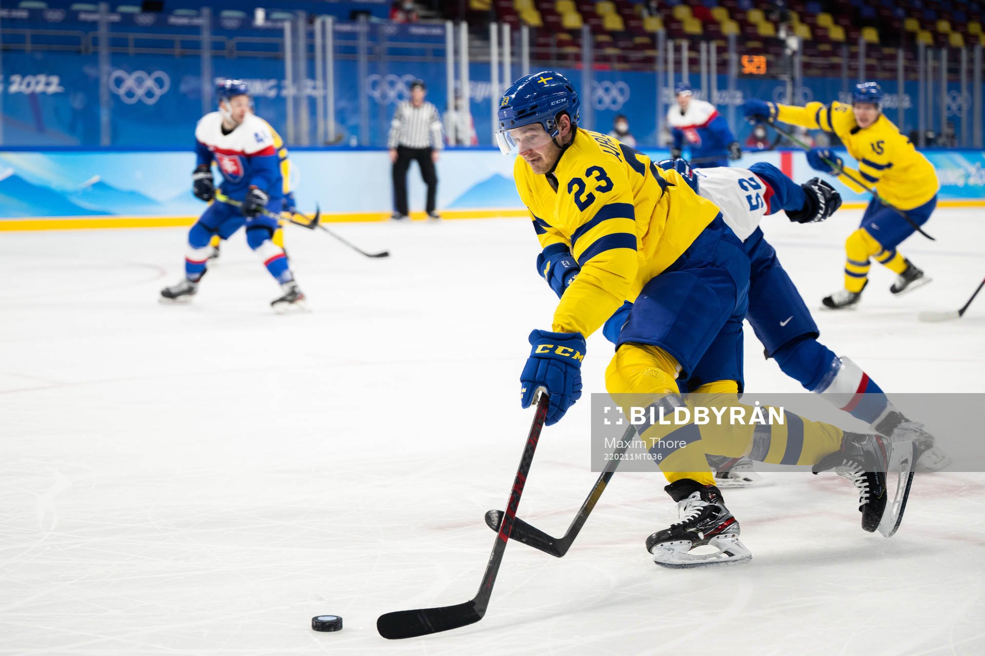 Lucas Wallmark of Sweden in an ice hockey preliminary round