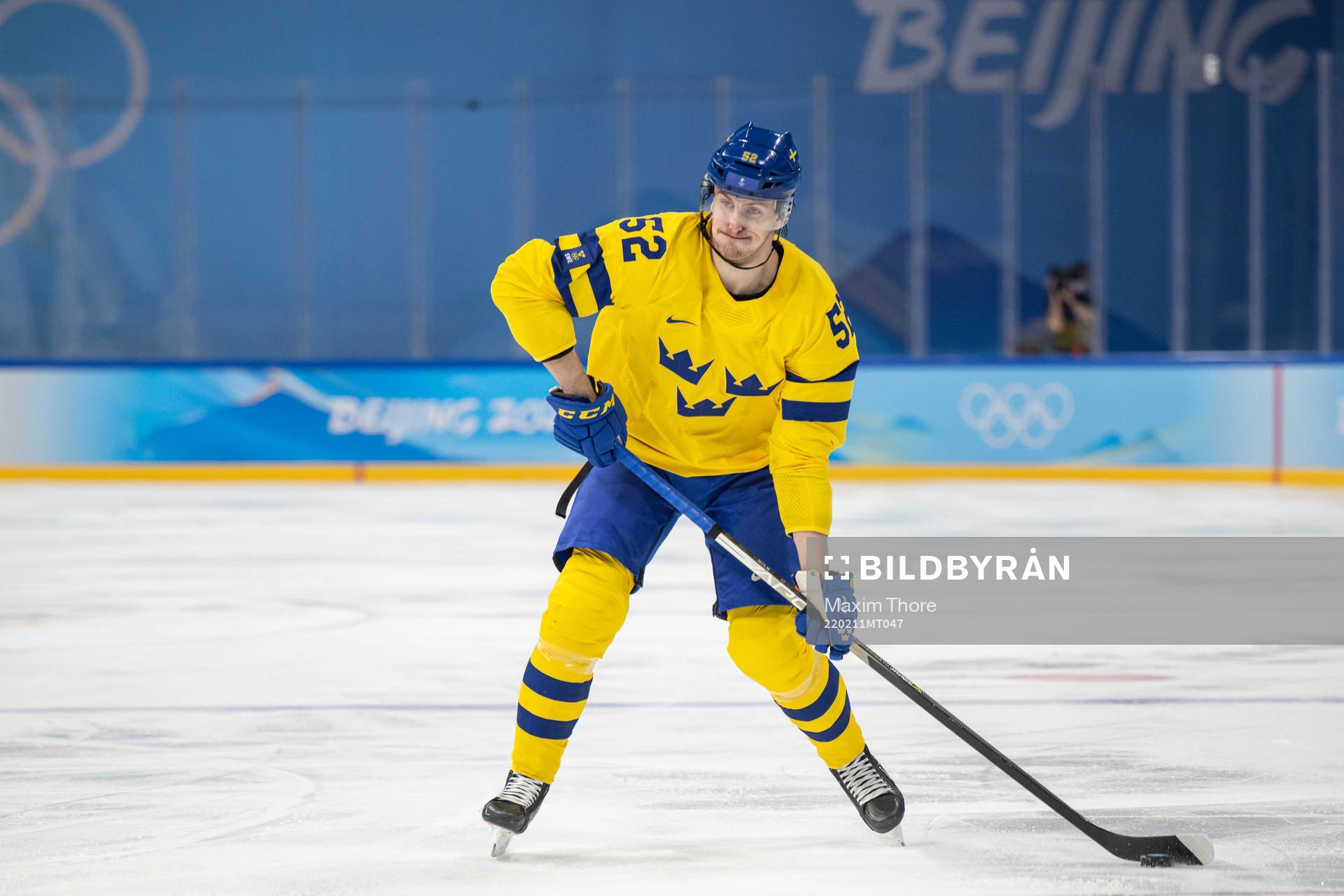Philip Holm of Sweden in an ice hockey preliminary round
