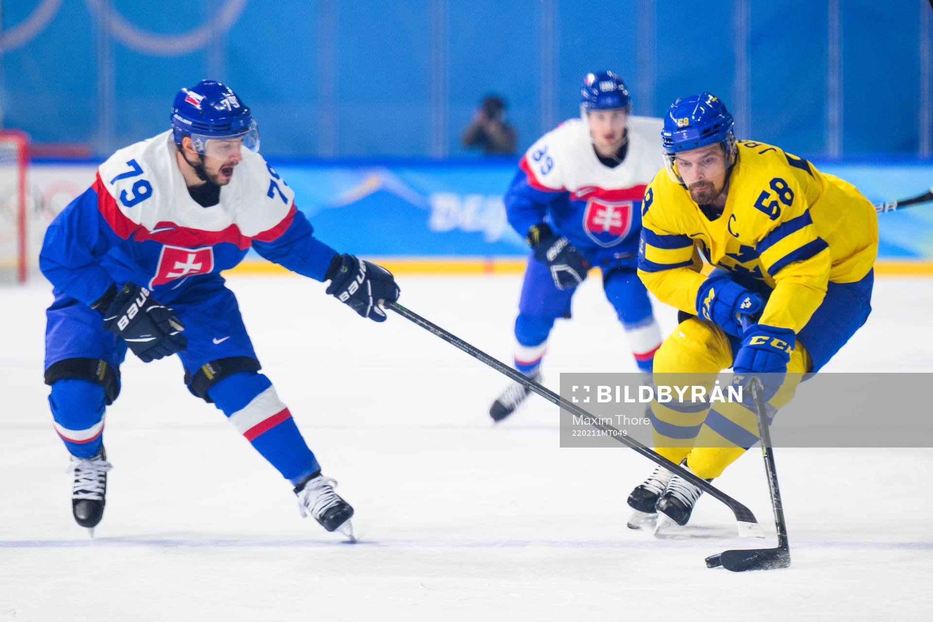 Libor Hudacek of Slovakia and Anton Lander of Sweden in an